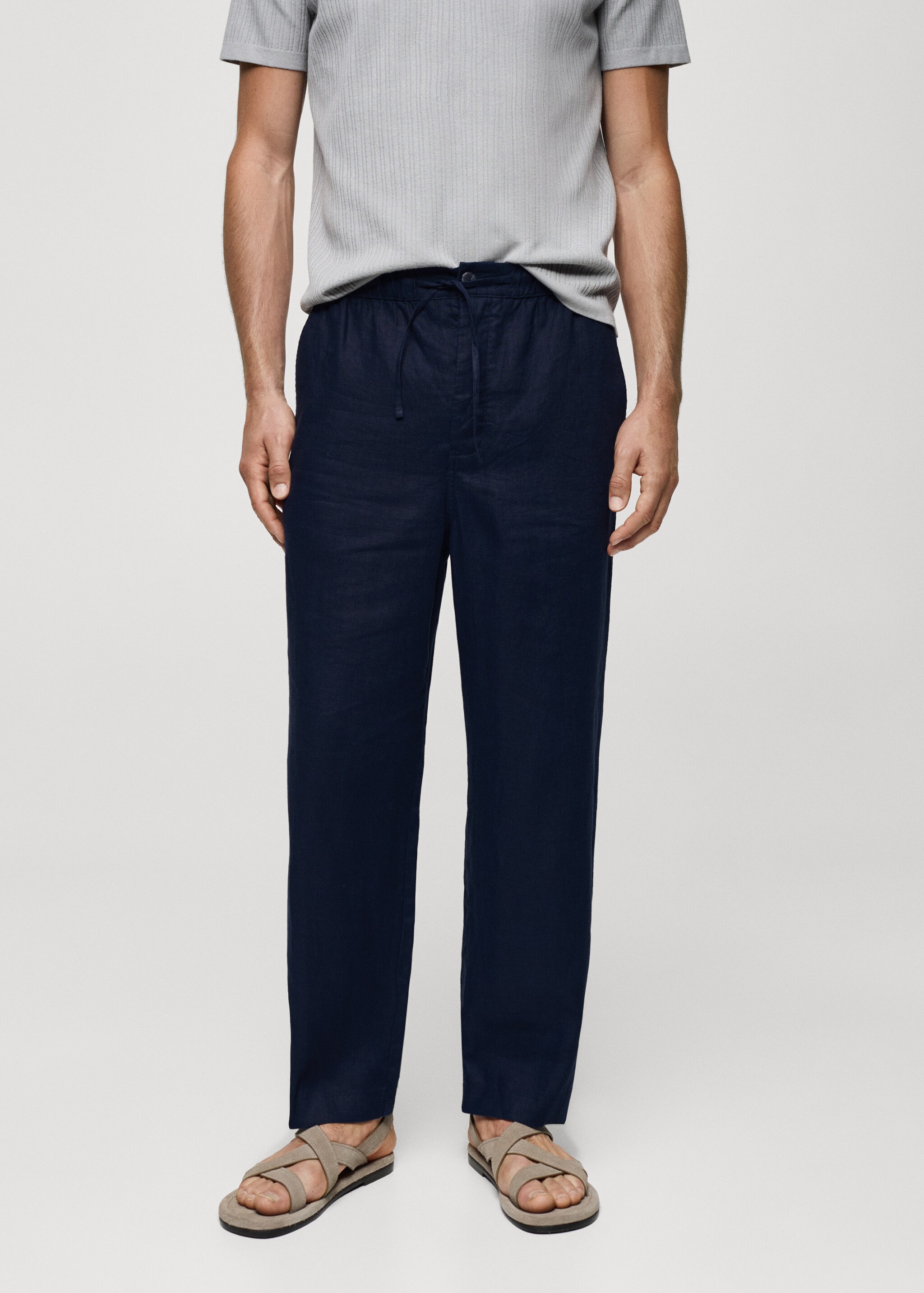 100% linen trousers with drawstring - Medium plane