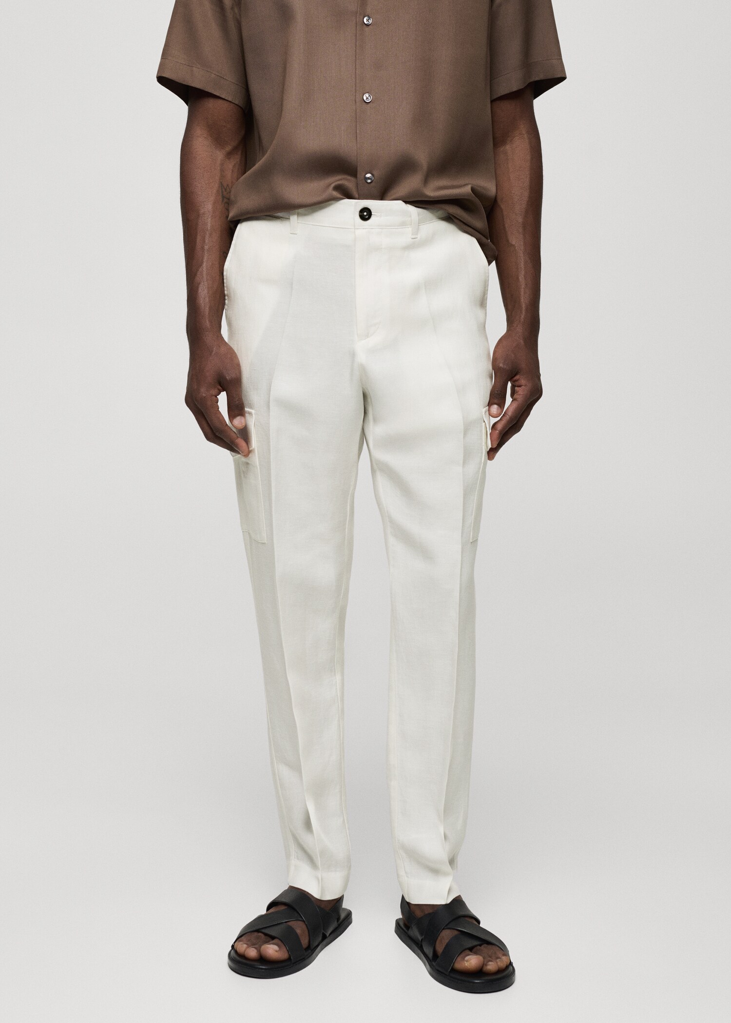 Pantalon cargo lin mélangé - Plan moyen