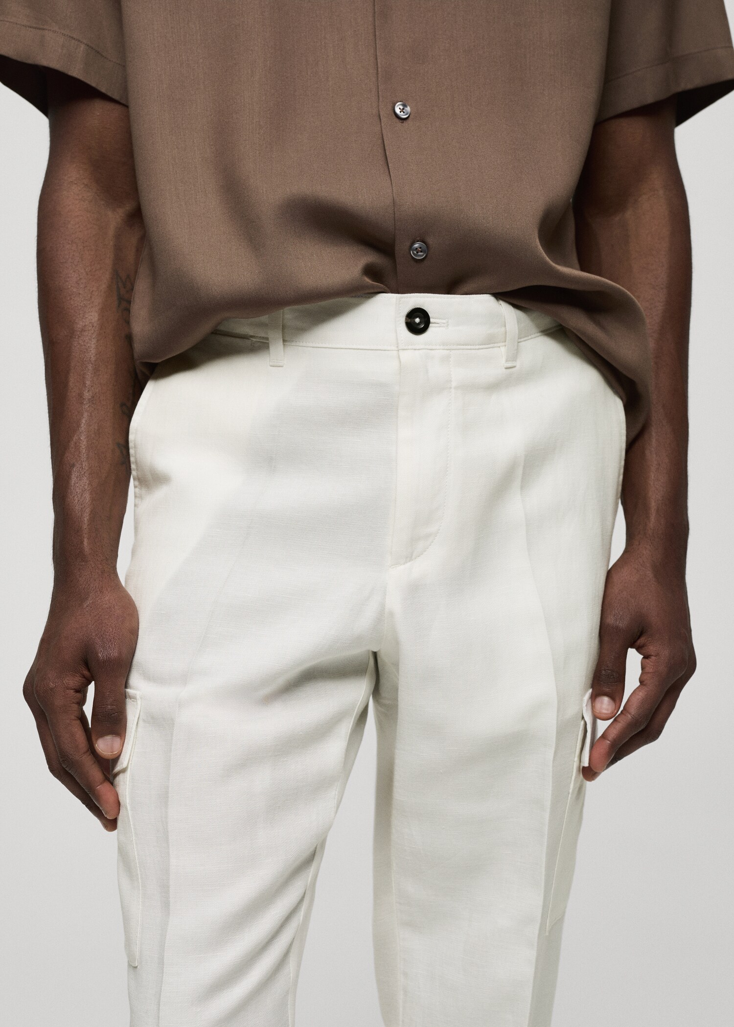 Pantalon cargo lin mélangé - Détail de l'article 1
