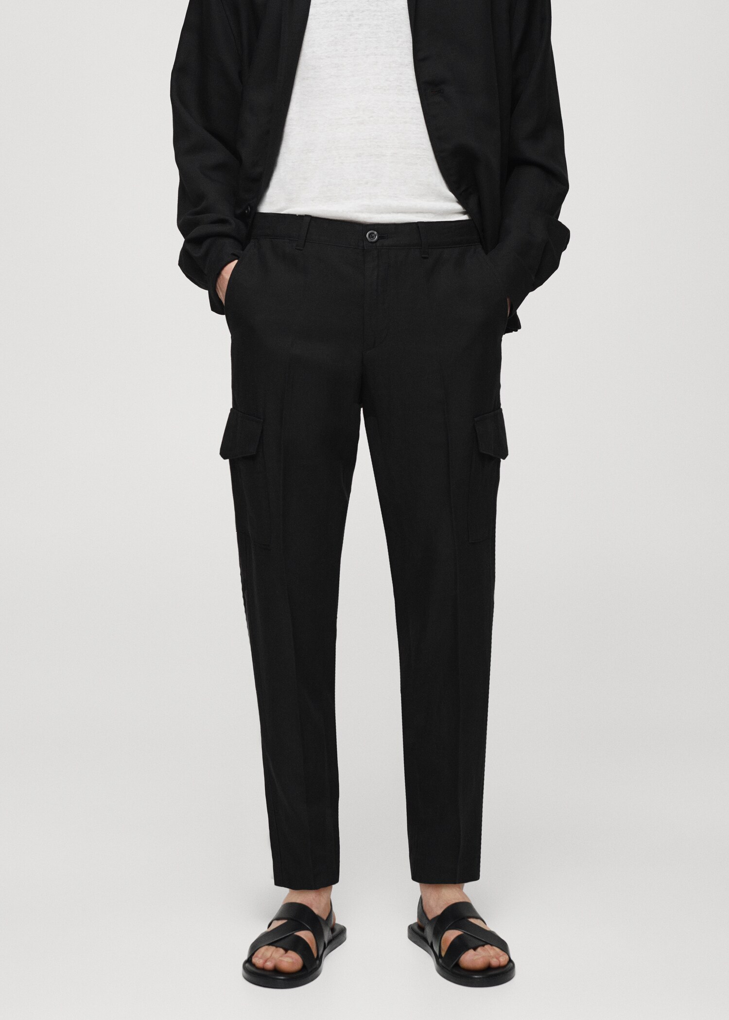 Pantalon cargo lin mélangé - Plan moyen