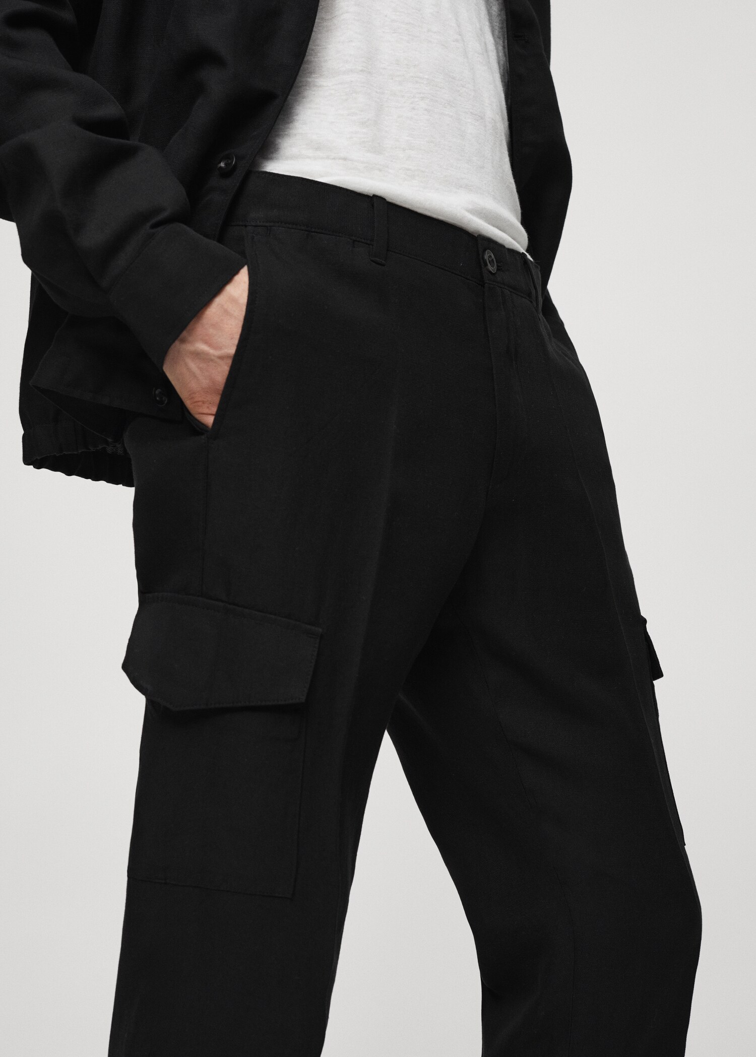 Pantalon cargo lin mélangé - Détail de l'article 1