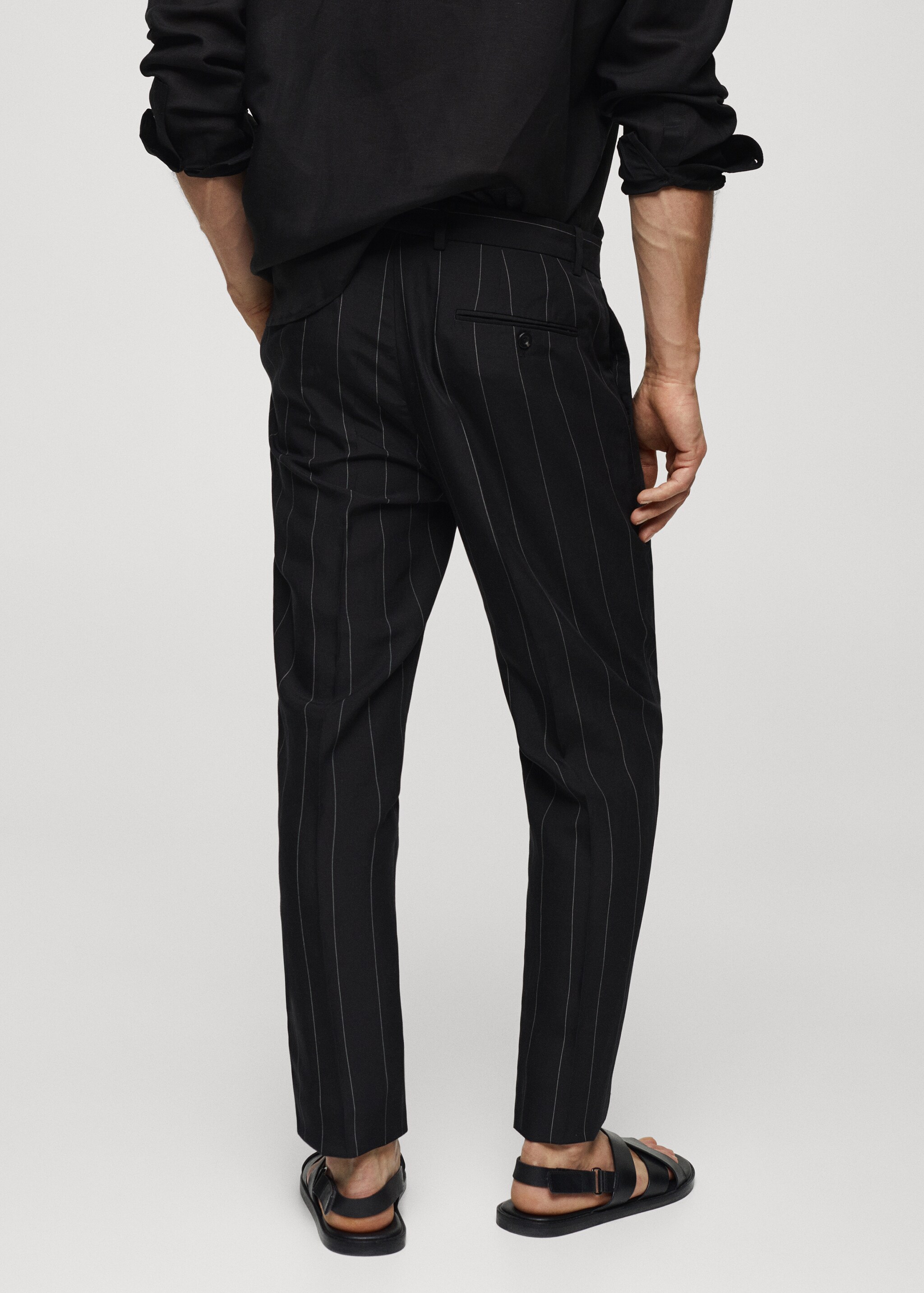Slim-fit linen trousers with pinstripes - Reverse of the article