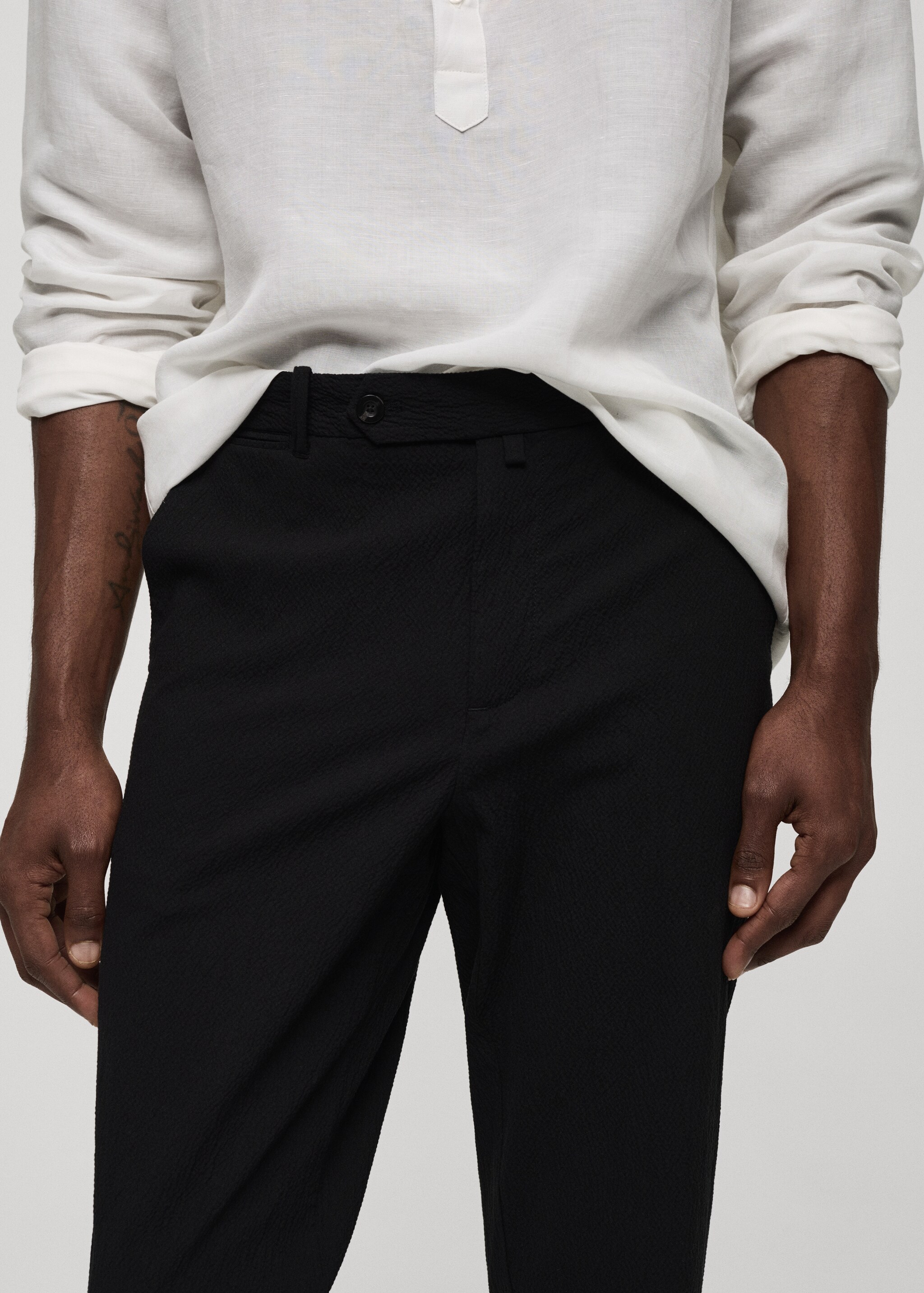 Seersucker cotton trousers - Details of the article 1