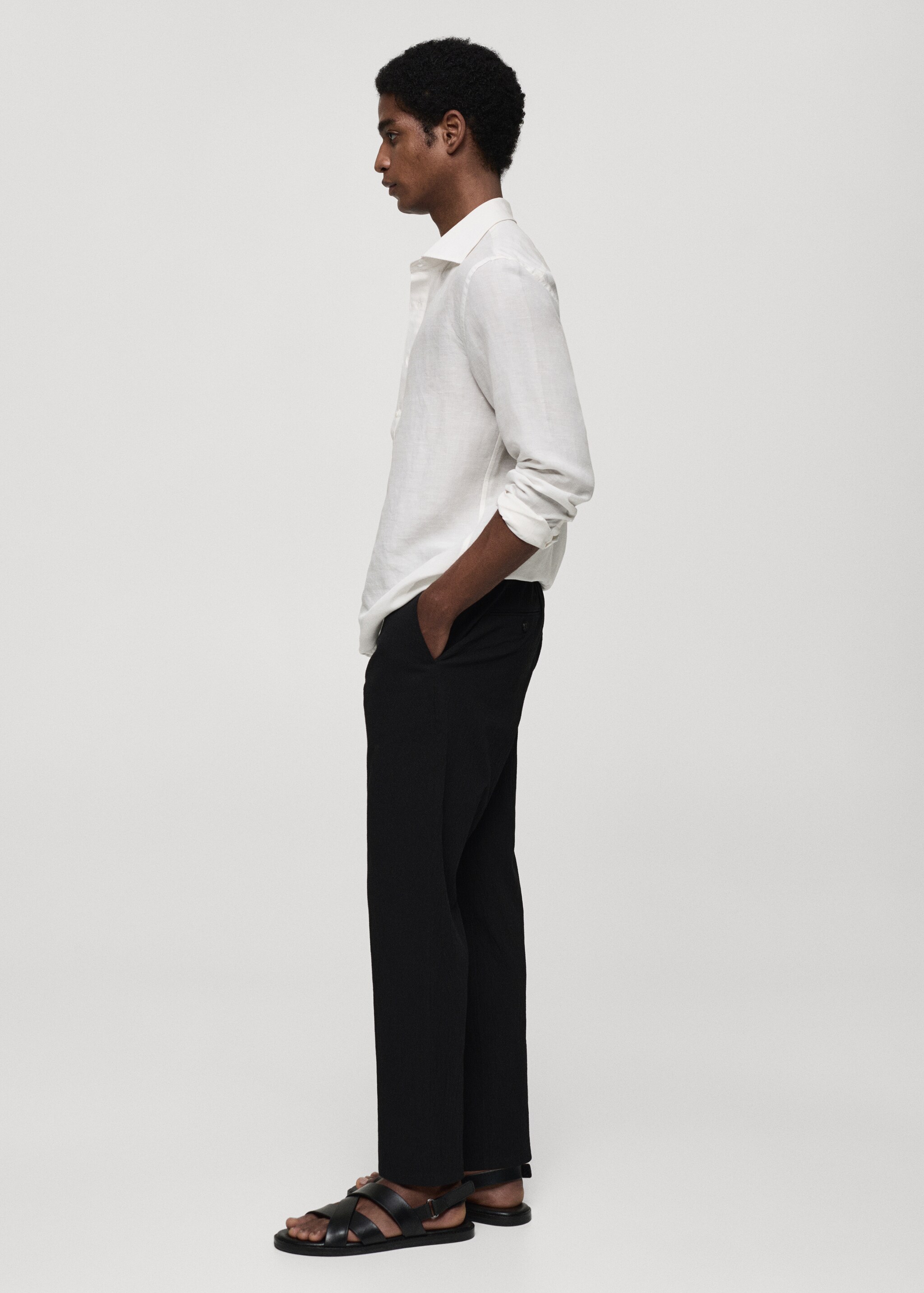 Seersucker cotton trousers - Details of the article 2