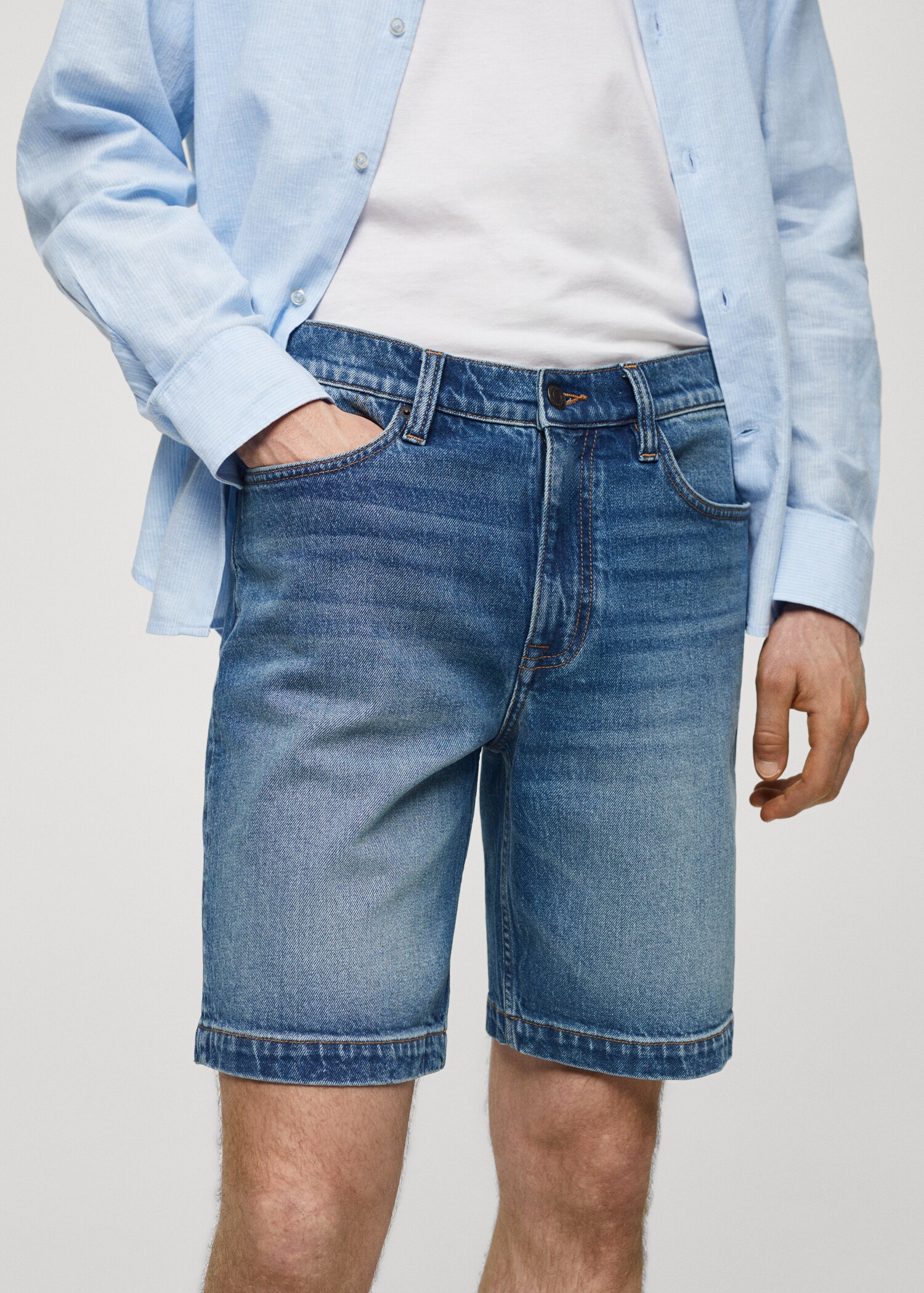 Regular-fit denim bermuda shorts - Details of the article 1