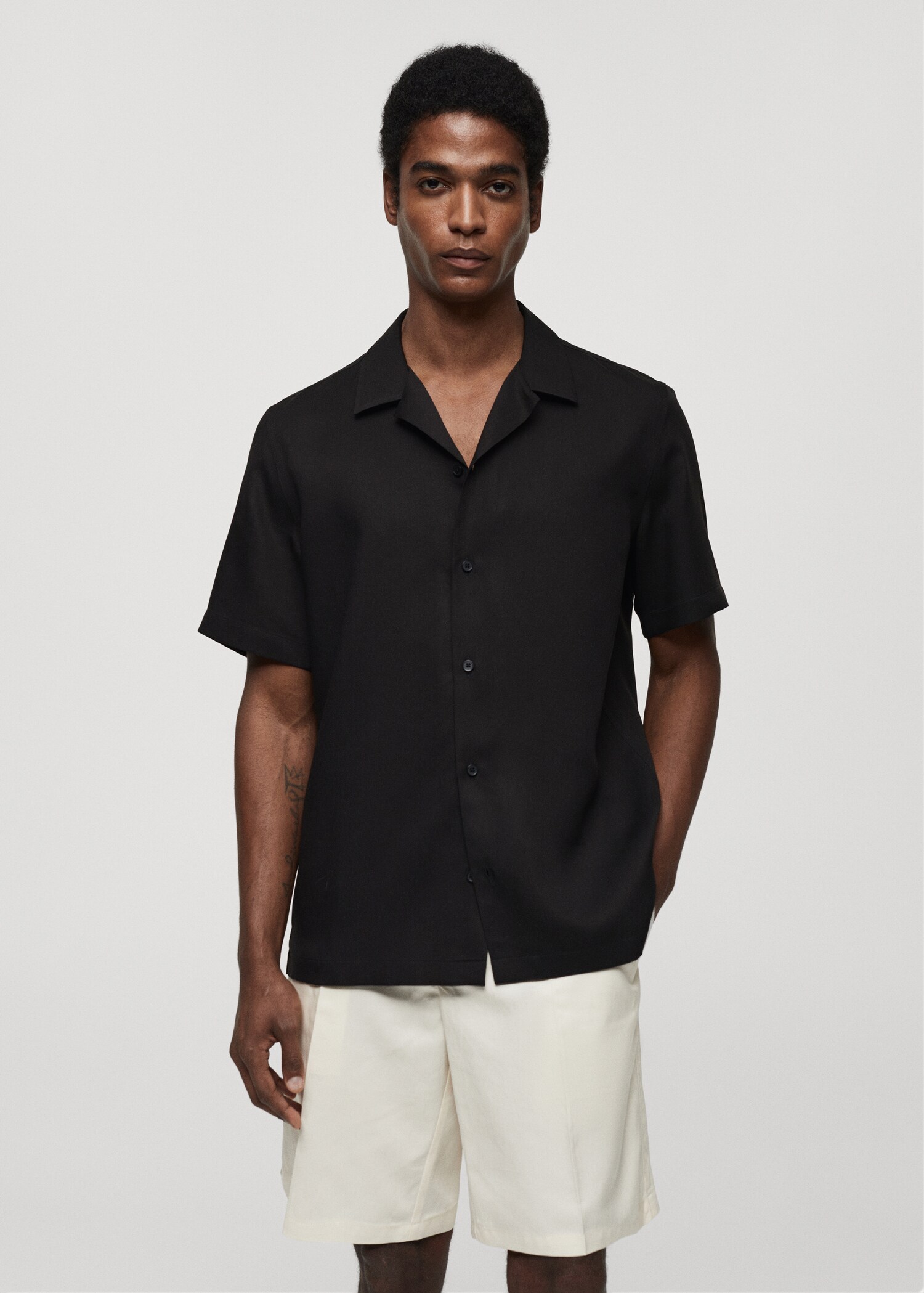 Regular-fit shirt with bowling neck - Medium plane