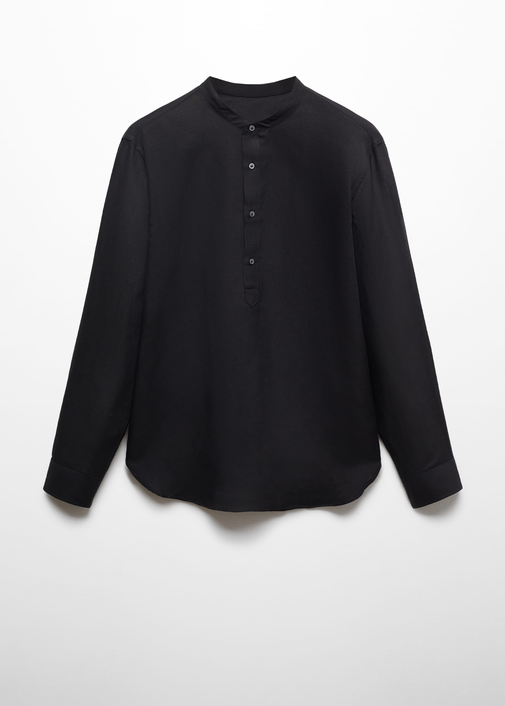 Regular-fit linen shirt with mao collar - Article without model