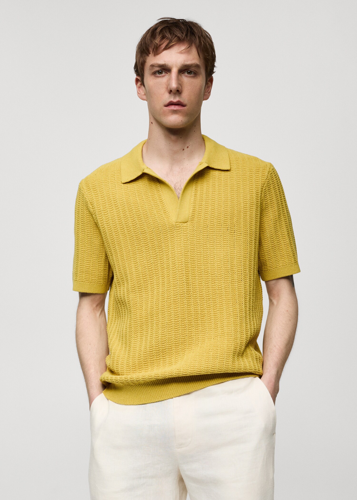 Braided knit polo shirt - เครื่องบินขนาดกลาง
