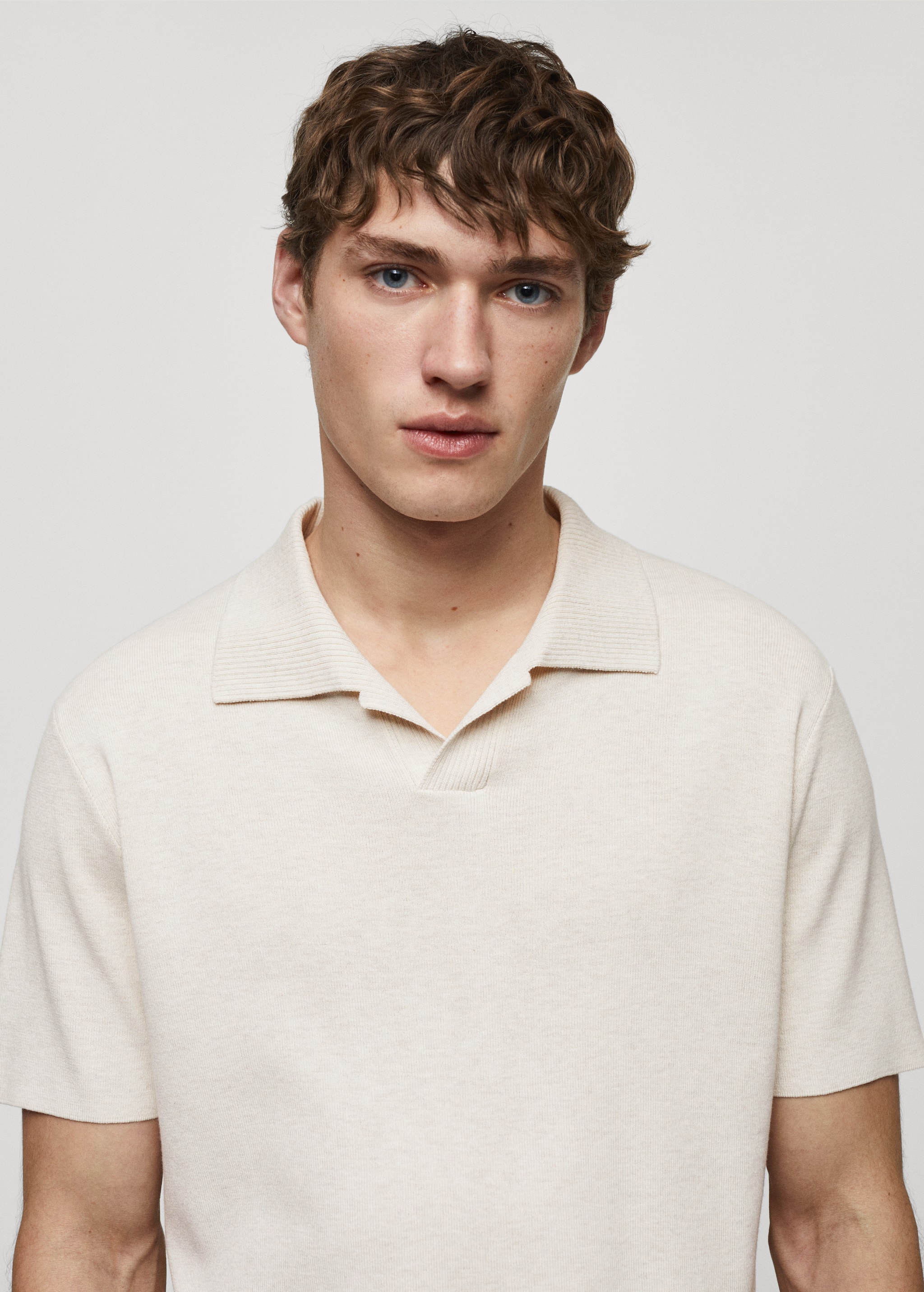 Fine knit cotton polo shirt - Details of the article 1