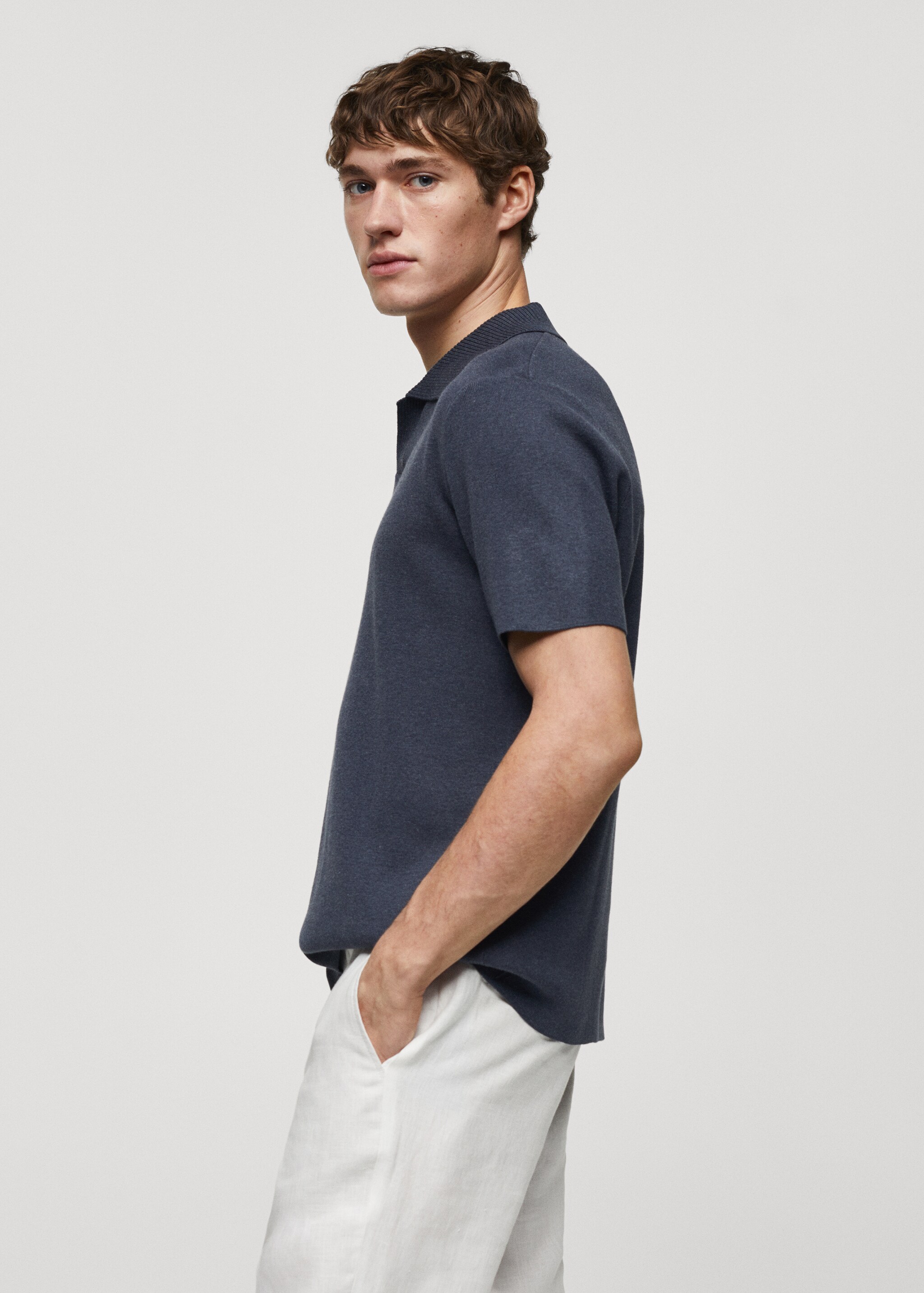 Fine knit cotton polo shirt - Details of the article 2