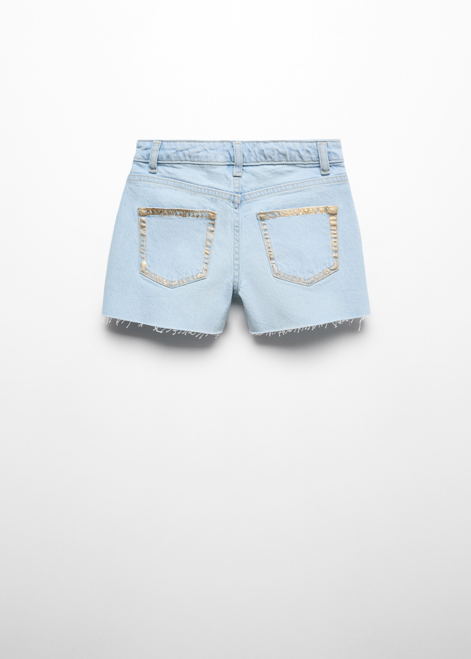 Denim shorts with frayed hem - Reverse of the article