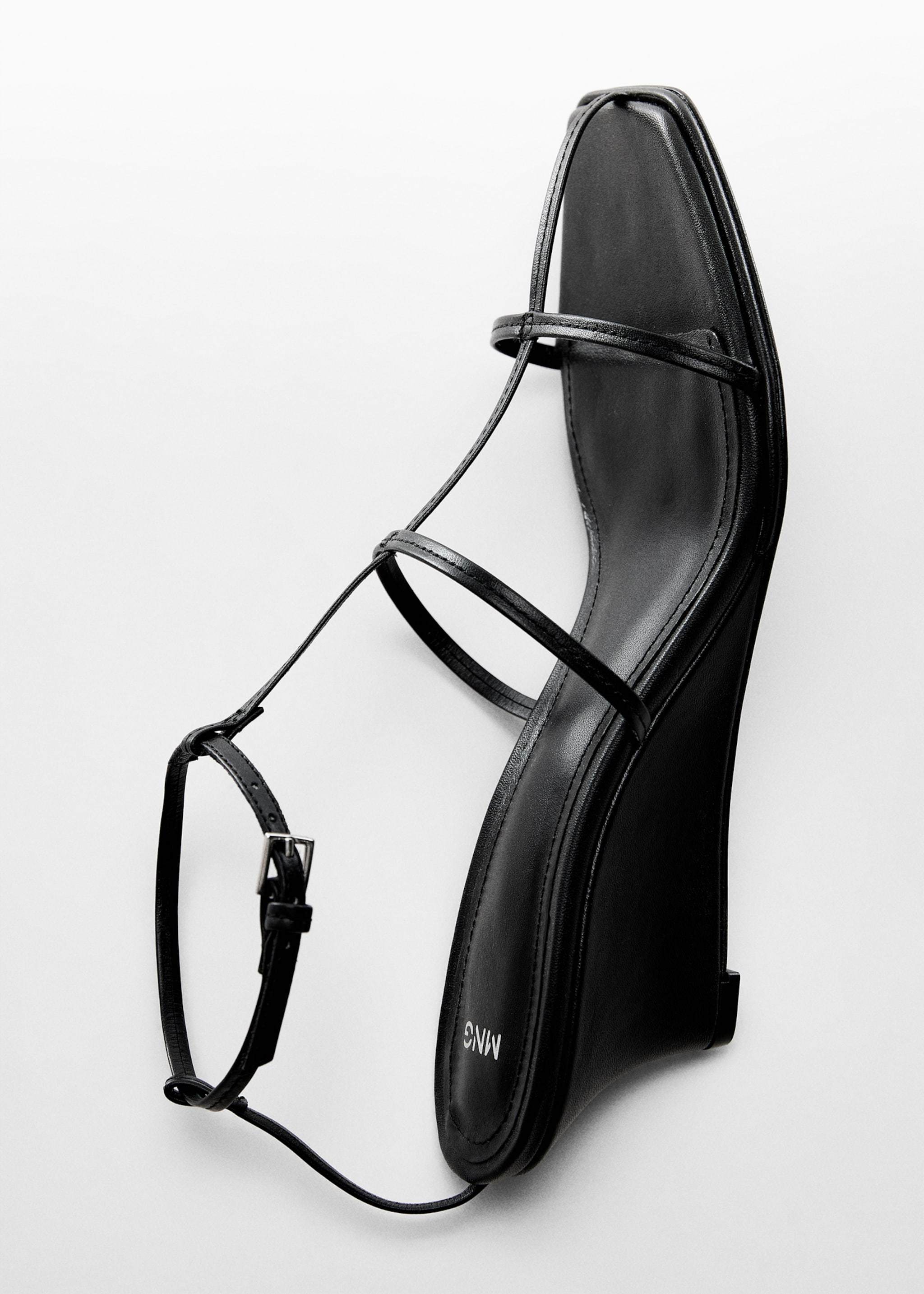 Deri bantlı sandalet - Ürün detayı 5, Siyah. Ref: 67048279-00.