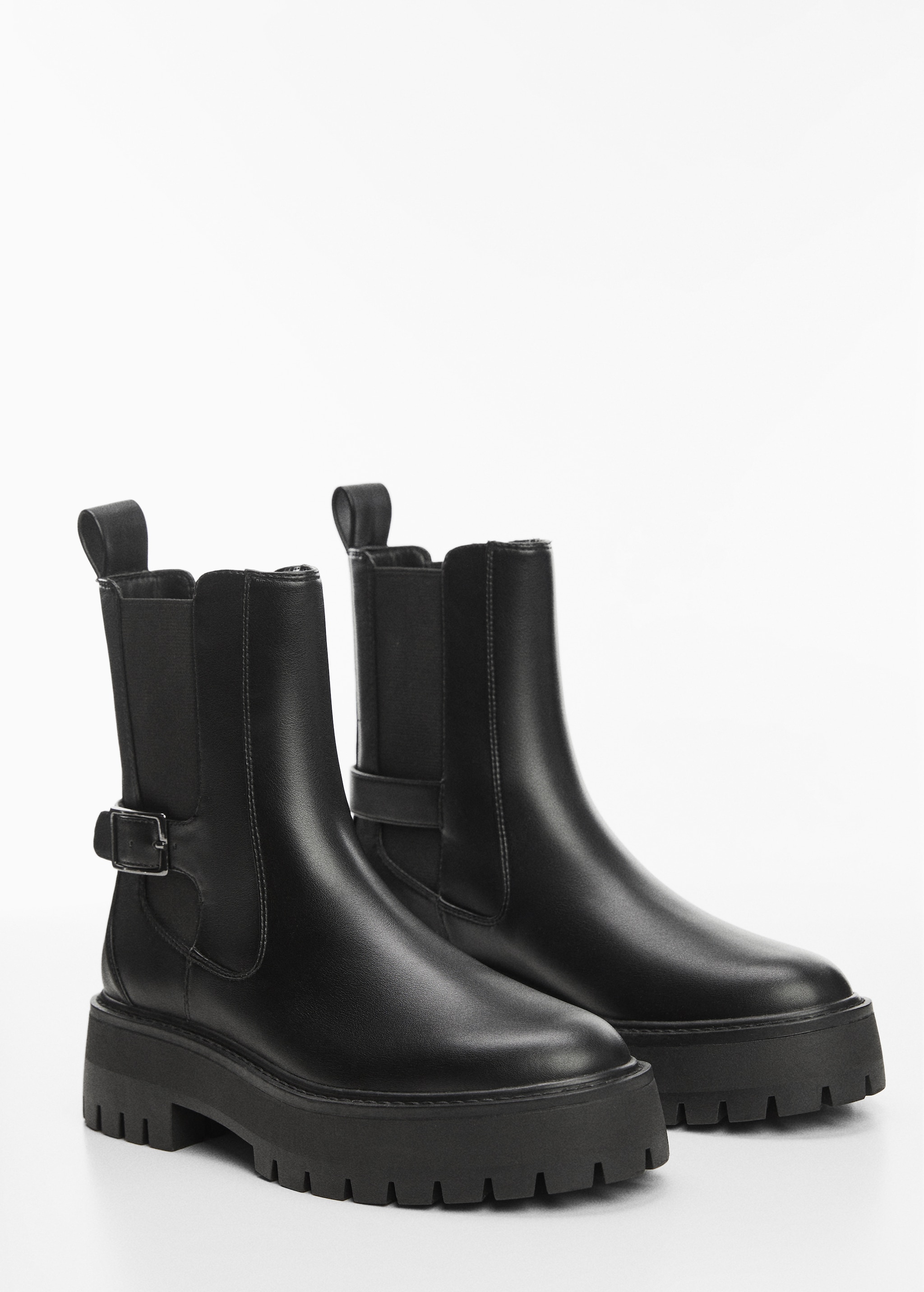 Ankle boots with elastic panel and buckle - Medium plane