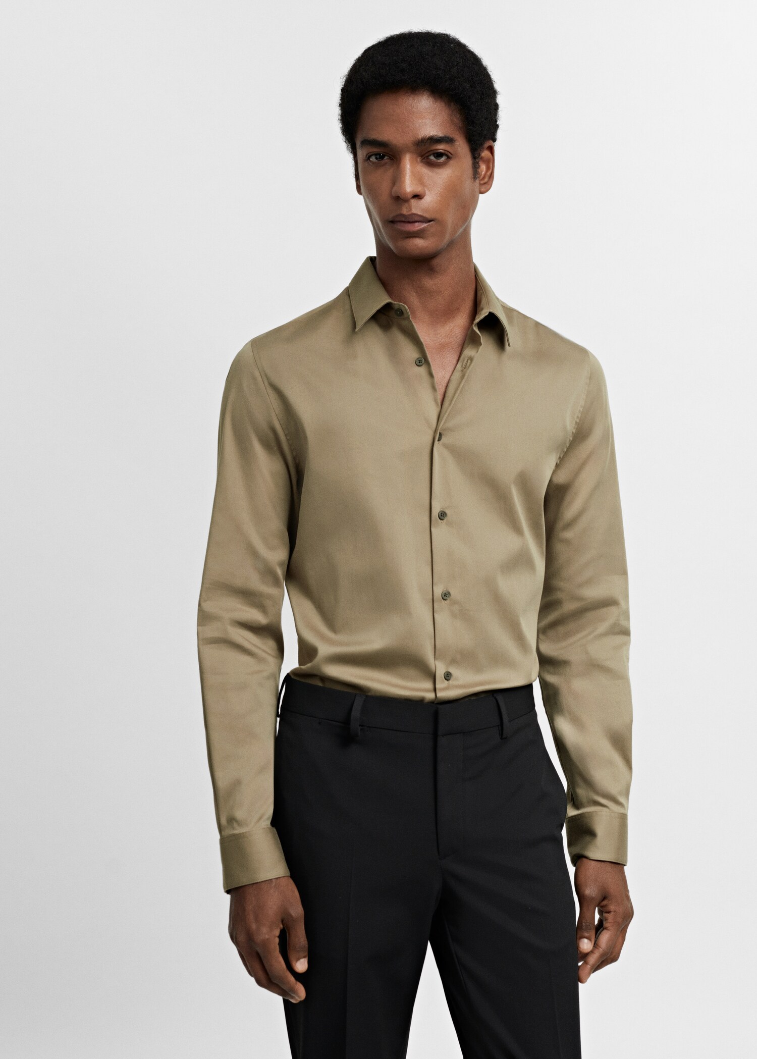 Super slim-fit poplin suit shirt - Medium plane