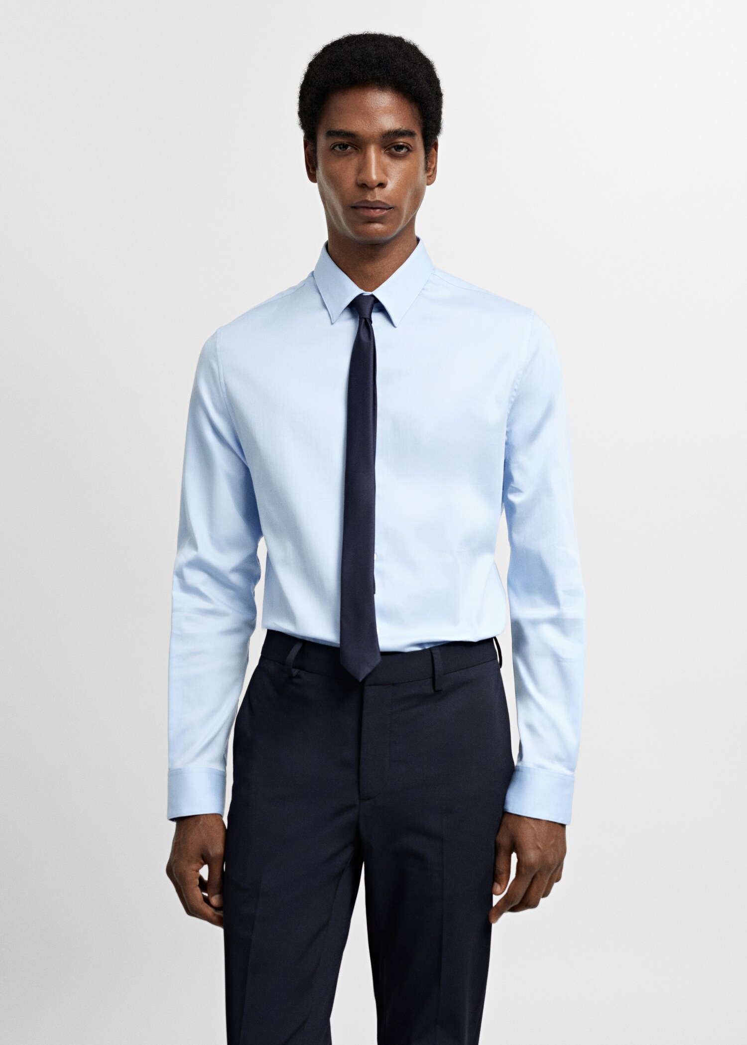 Super slim-fit poplin suit shirt - Medium plane