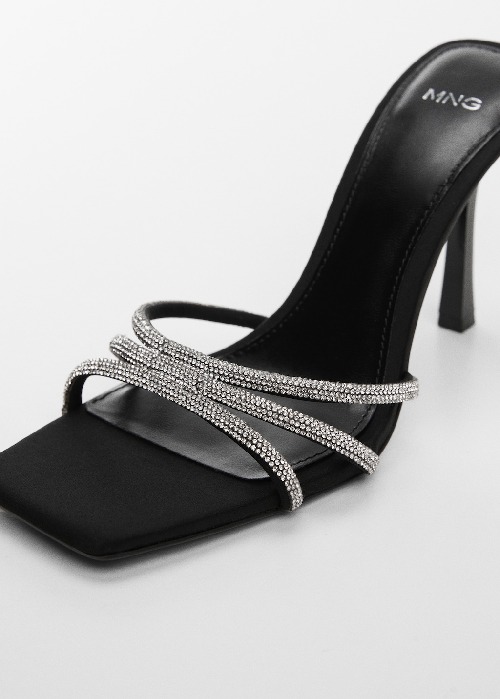 Heeled sandals with rhinestone straps