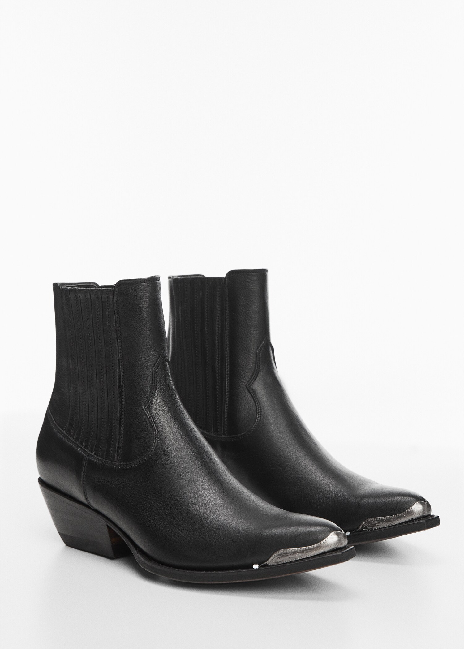Lederstiefelette mit Metallspitze - Damen | MANGO Deutschland