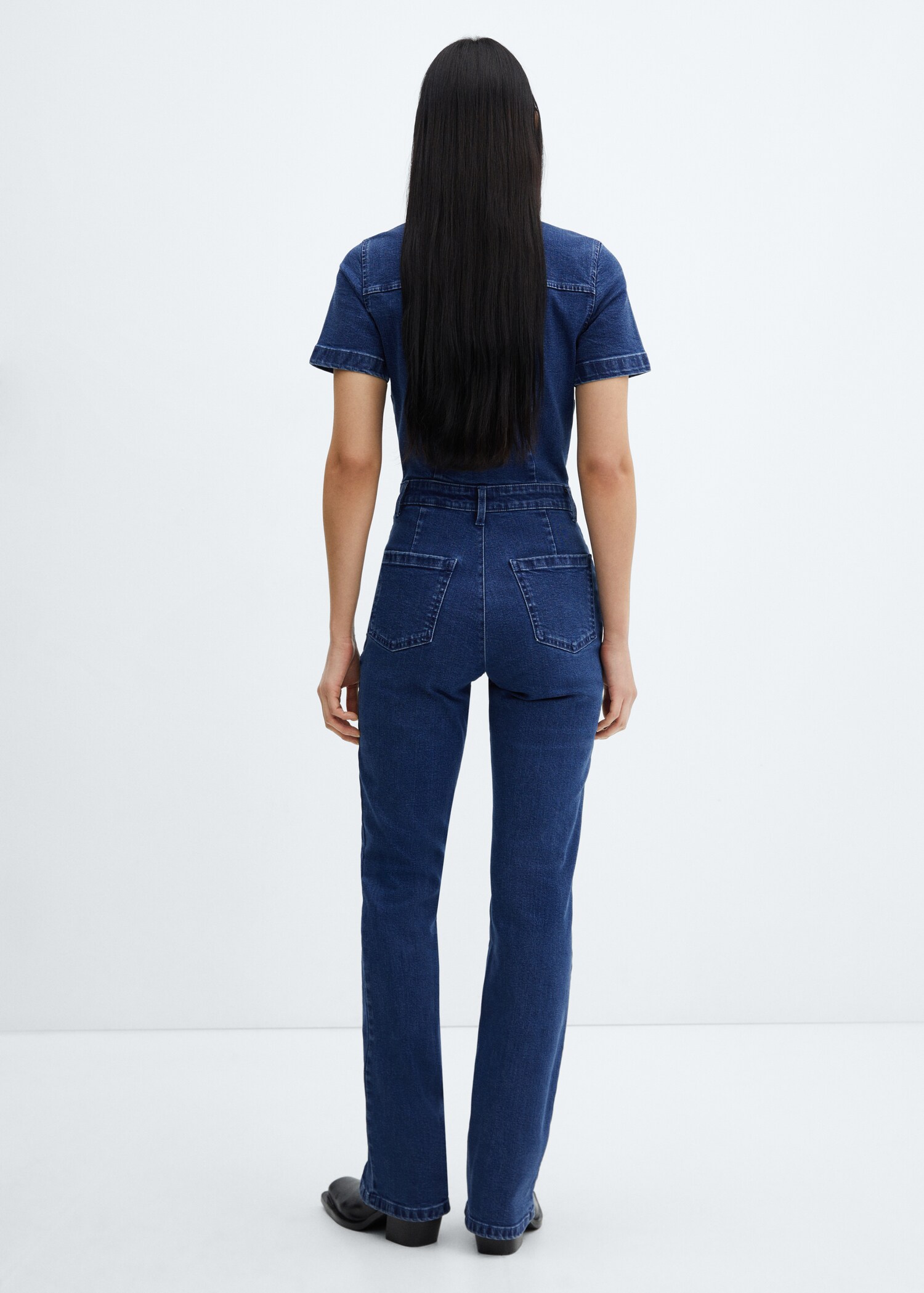 Denim zipper jumpsuit - Reverse of the article