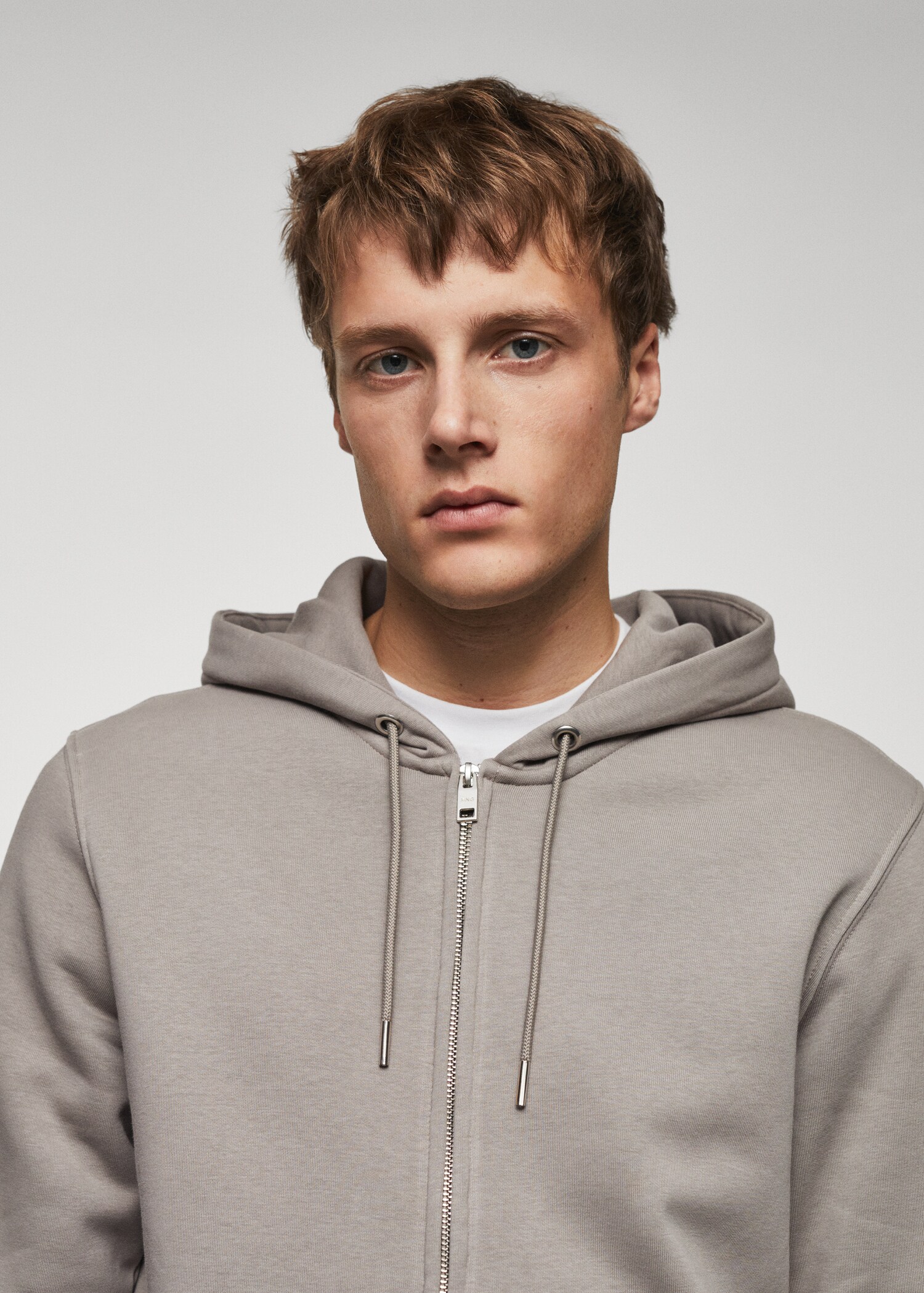 Sweatshirt de algodão com capuz de fecho de correr - Pormenor do artigo 1