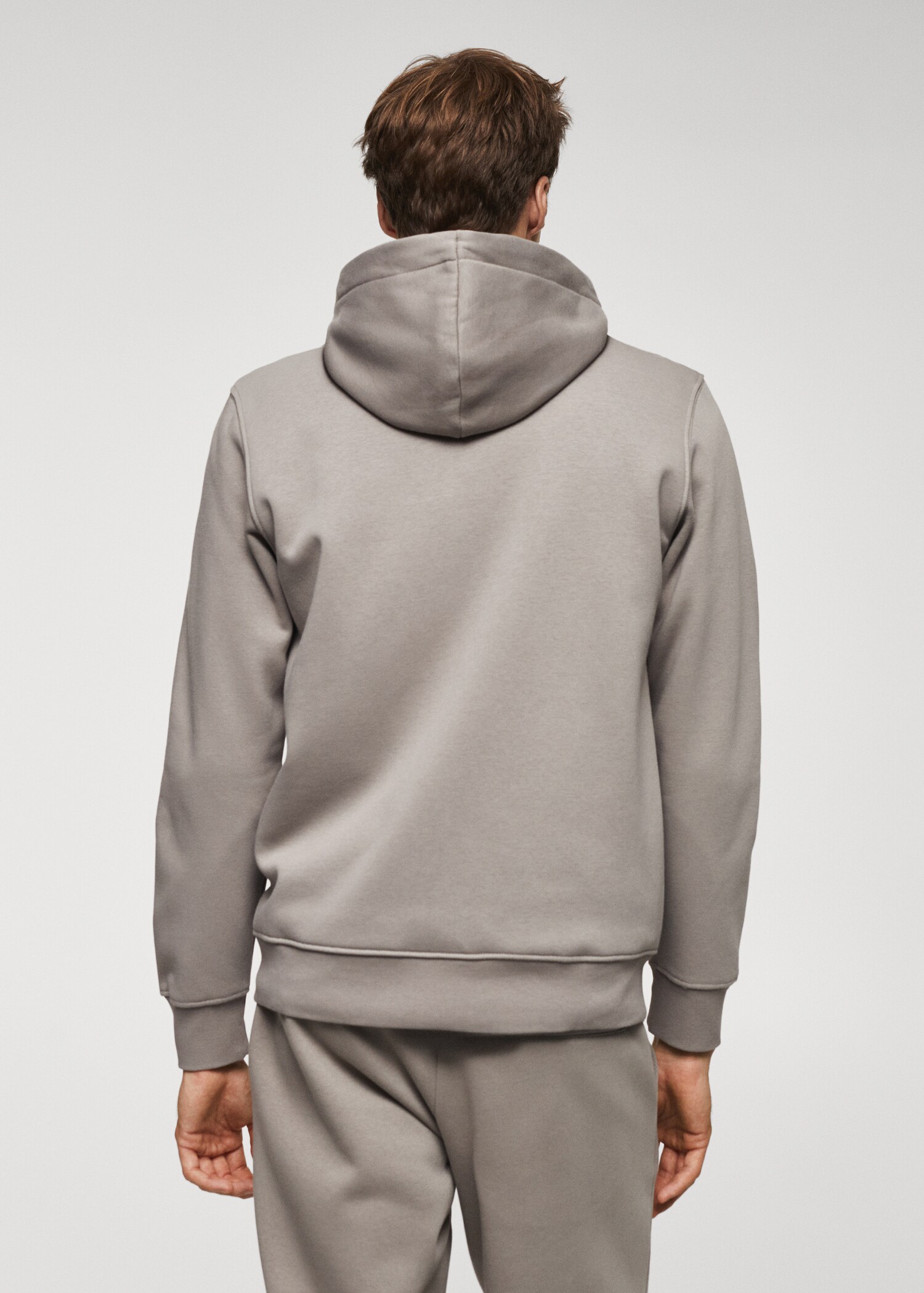 Sweatshirt de algodão com capuz de fecho de correr - Verso do artigo