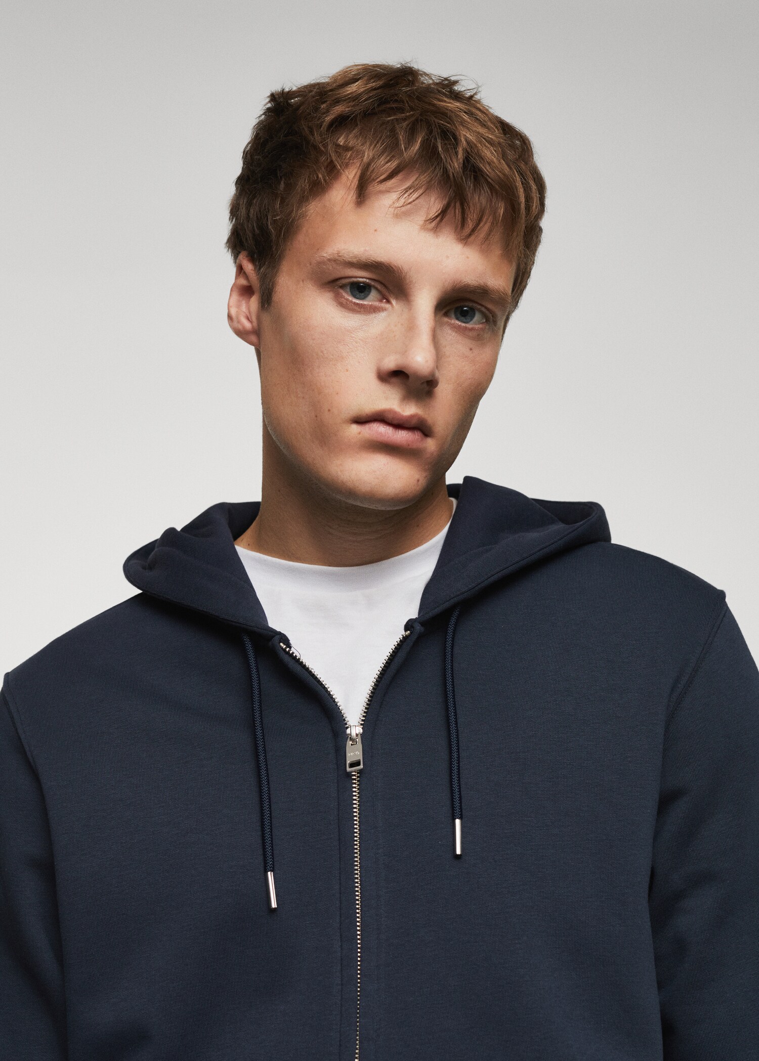 Sweatshirt de algodão com capuz de fecho de correr - Pormenor do artigo 1