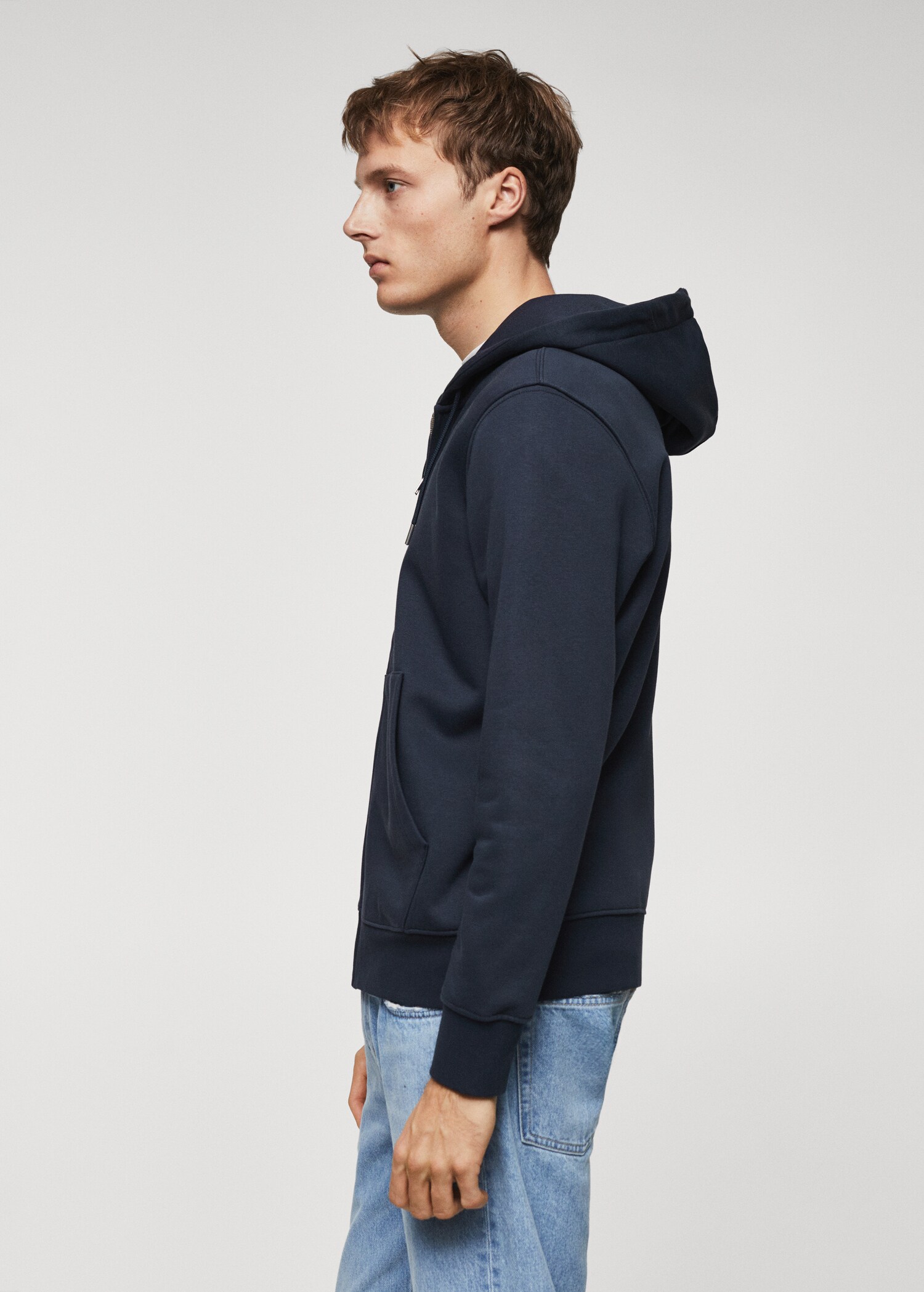 Sweatshirt de algodão com capuz de fecho de correr - Pormenor do artigo 2