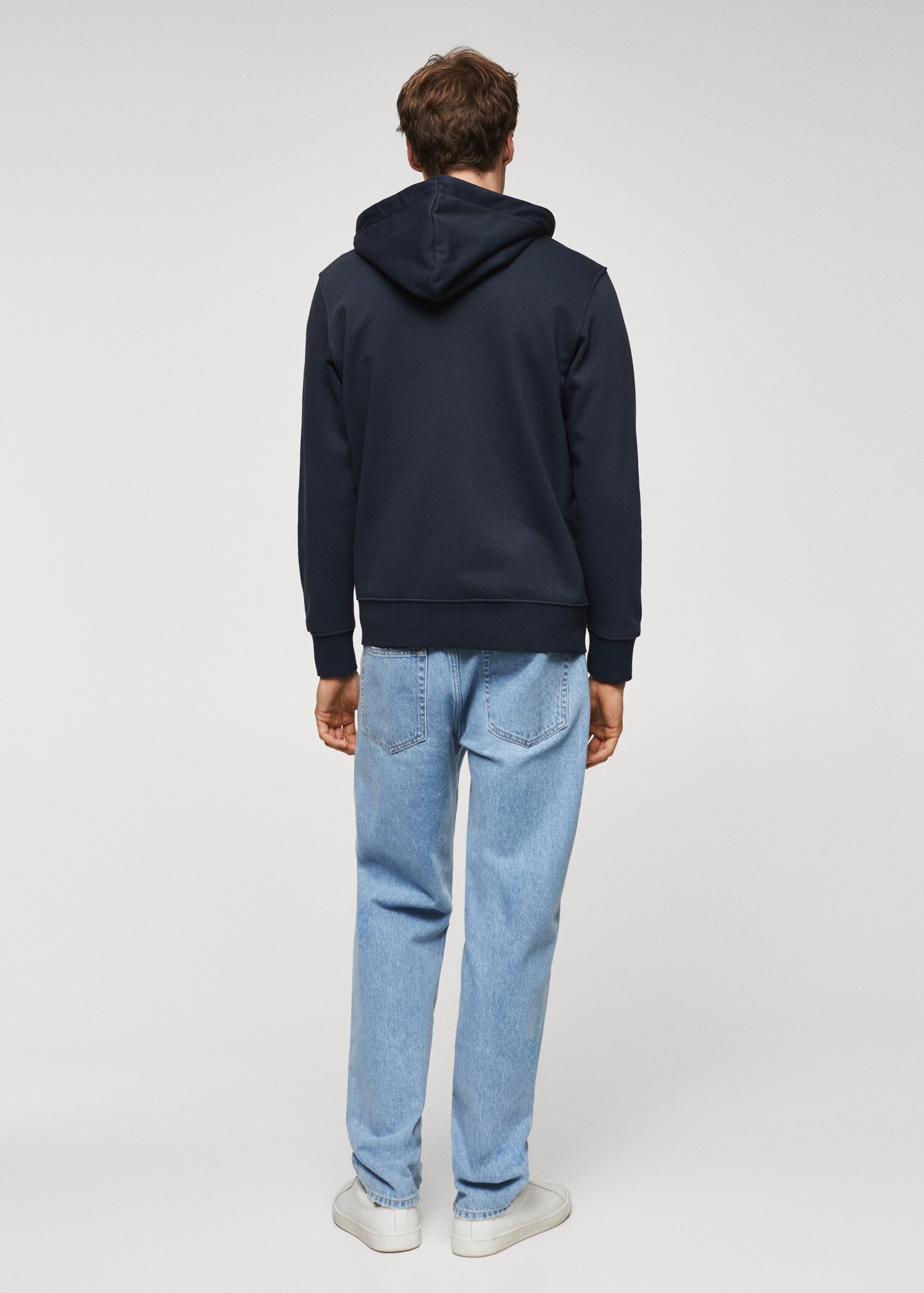 Sweatshirt de algodão com capuz de fecho de correr - Verso do artigo