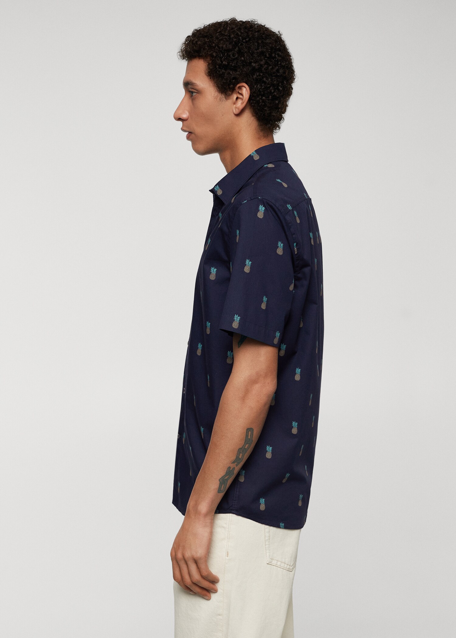 100% cotton shirt with pineapple print - Man | MANGO USA 