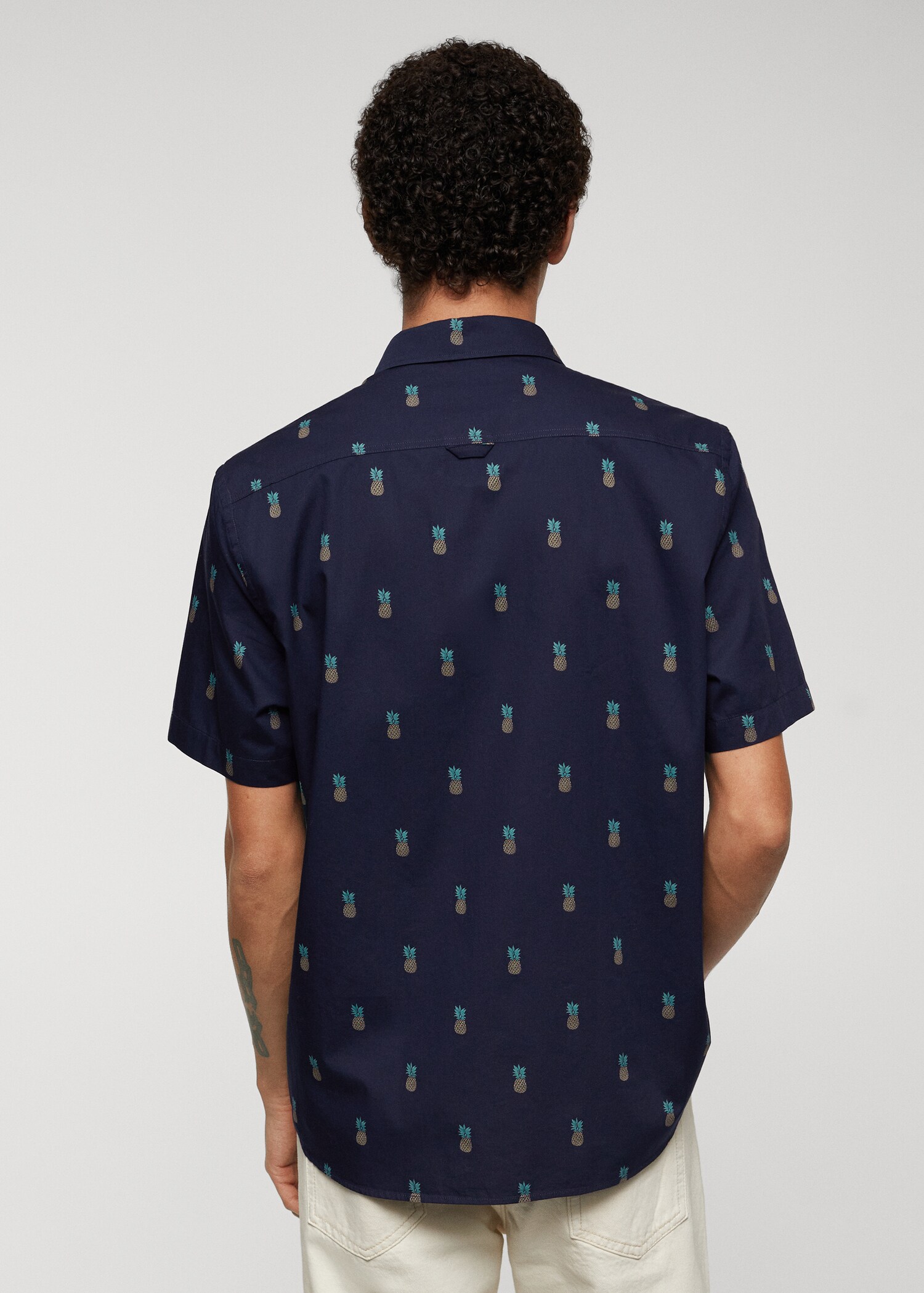100% cotton shirt with pineapple print - Man | MANGO USA