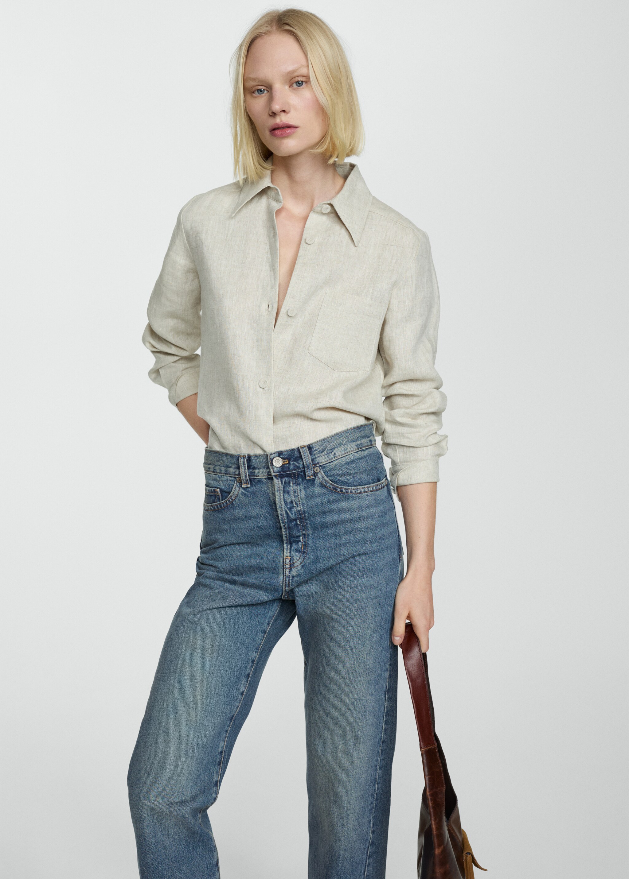 Straight jeans with forward seams - Details of the article 1