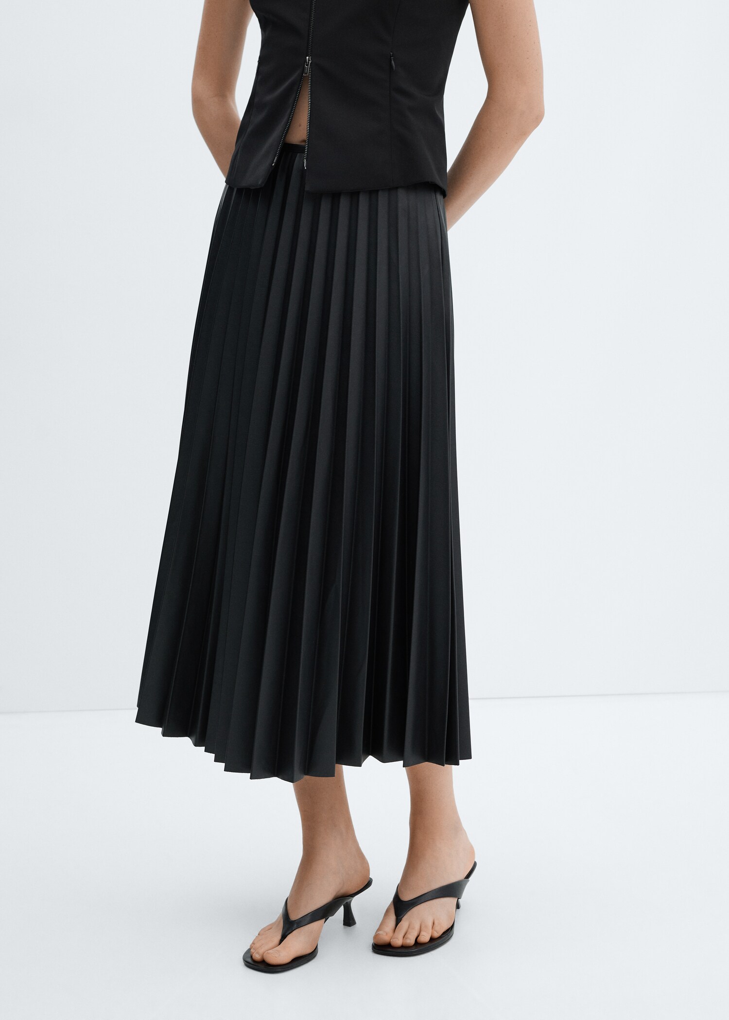 Leather-effect pleated skirt - Medium plane