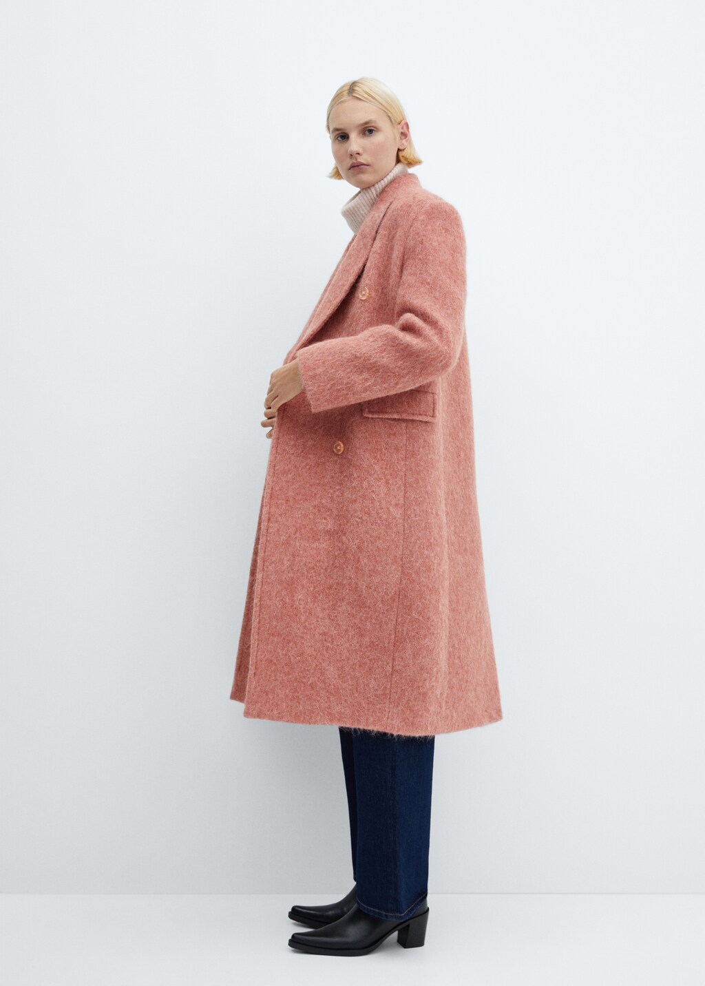 Mango manteau rose deals