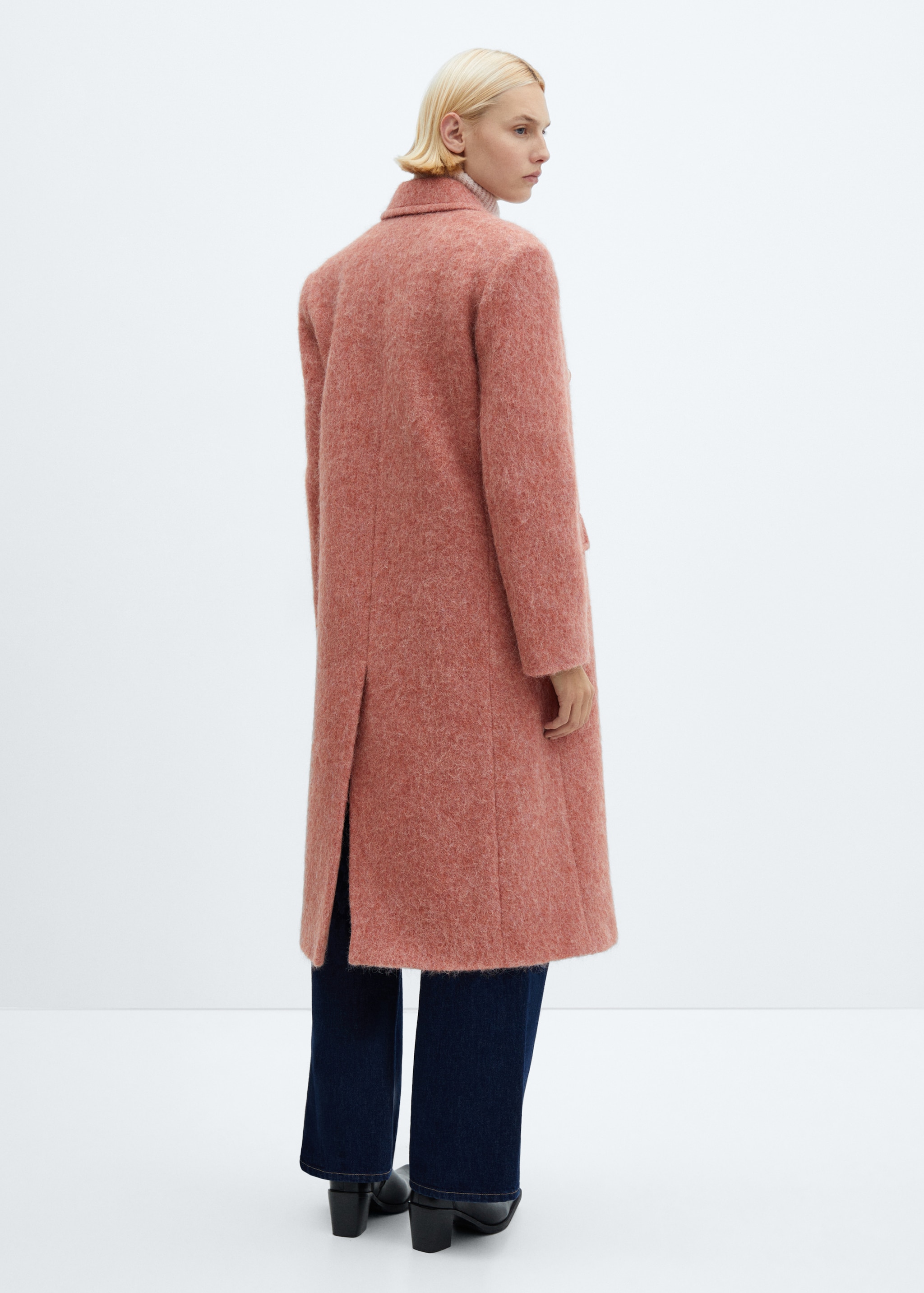 Двубортное пальто с шерстью - Обратная сторона изделия