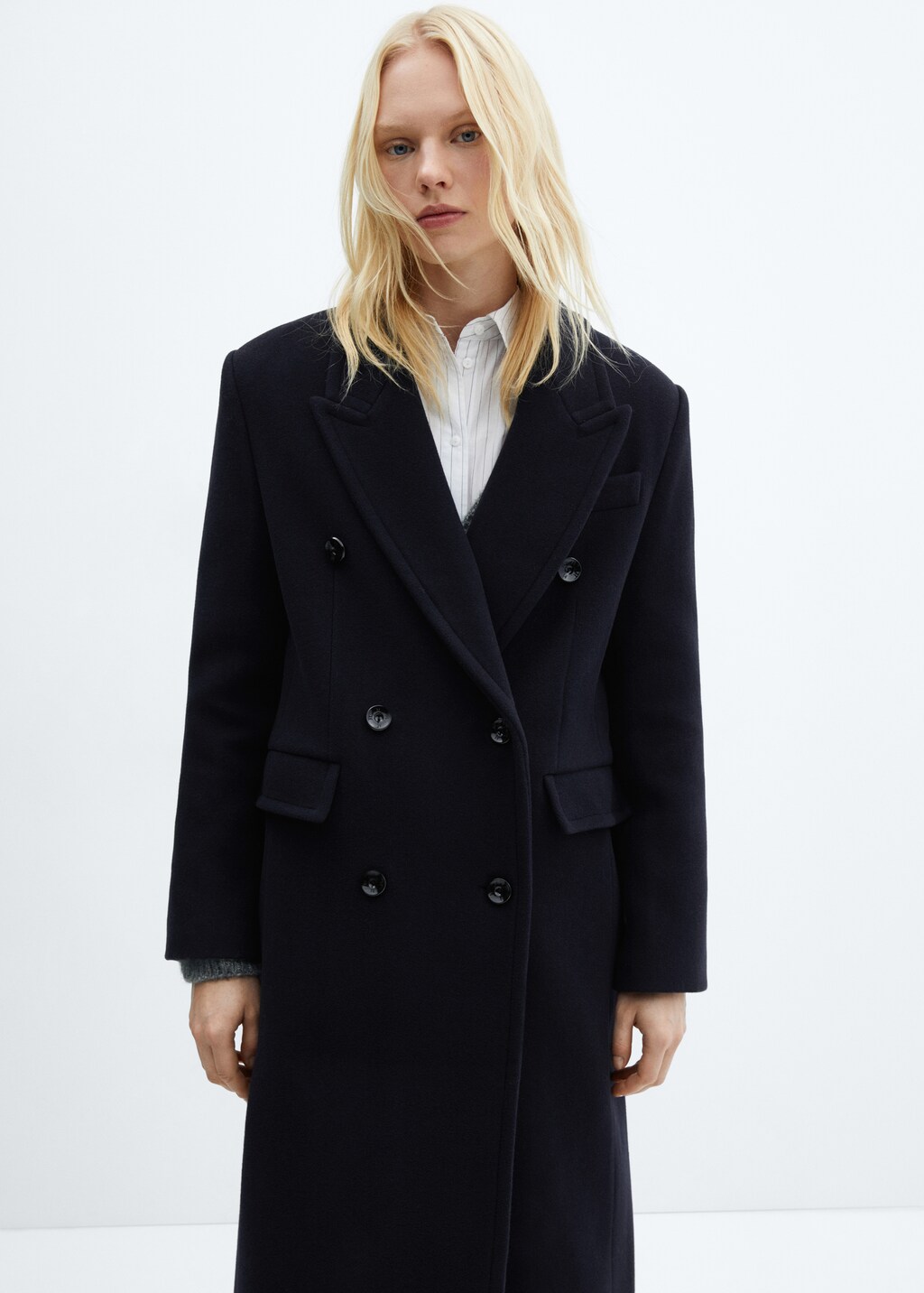 Zweireihiger Mantel aus Manteco Wolle - Damen | MANGO Deutschland