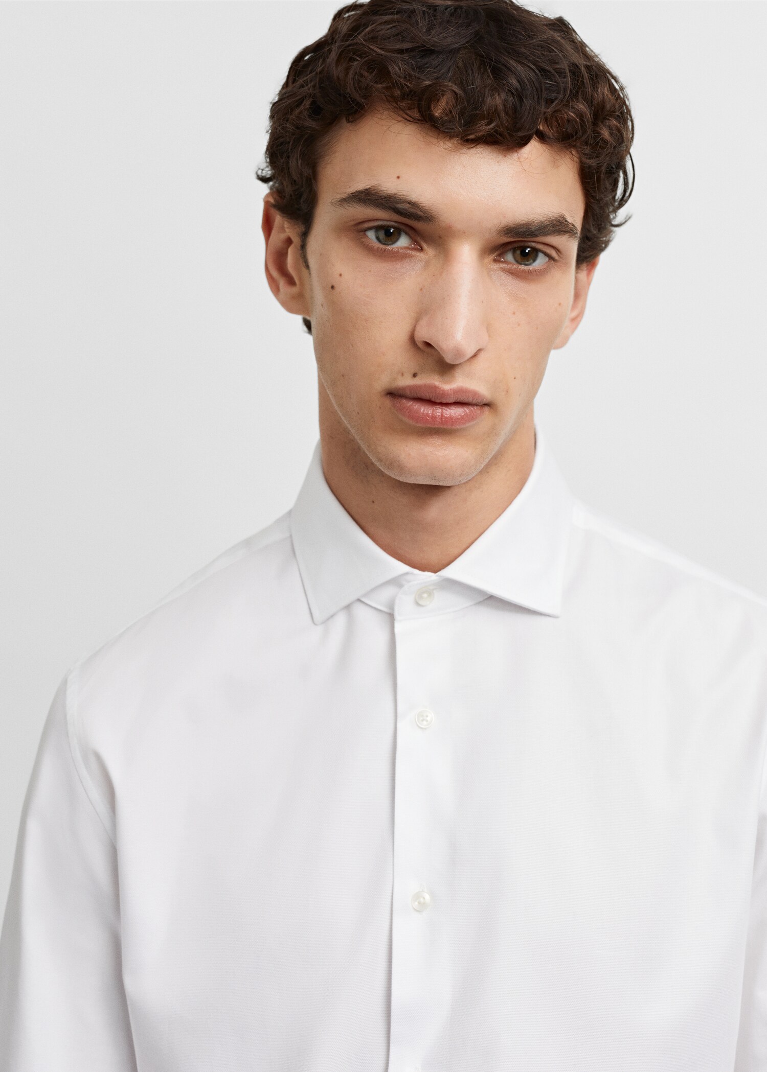 Slim-fit textured cotton suit shirt - Details of the article 1