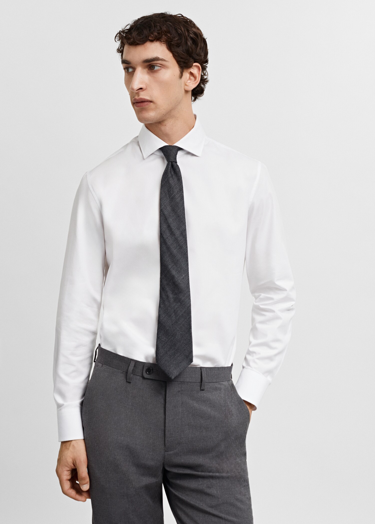 Slim-fit textured cotton suit shirt - Details of the article 4