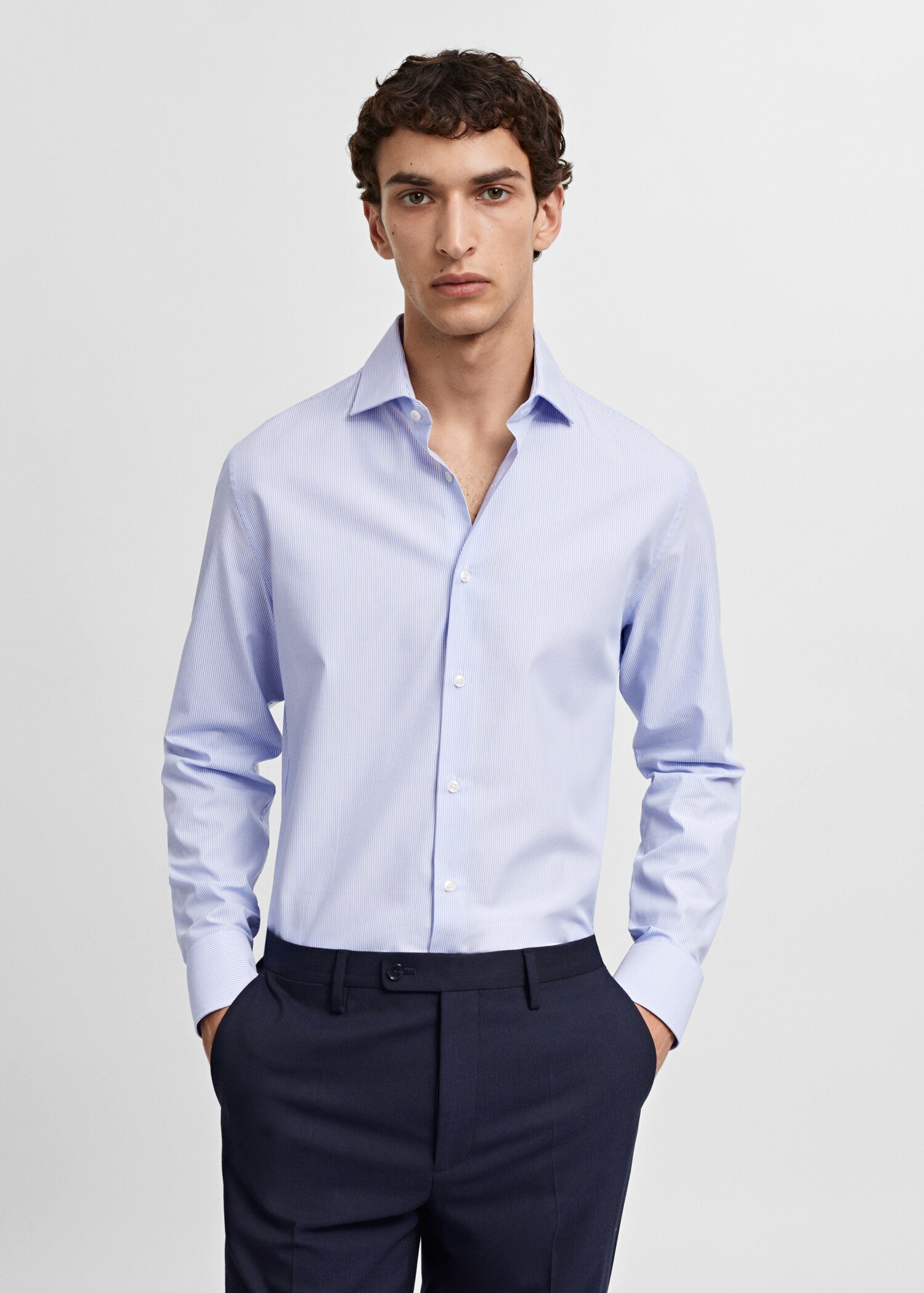 Chemise costume slim-fit twill milleraies - Plan moyen