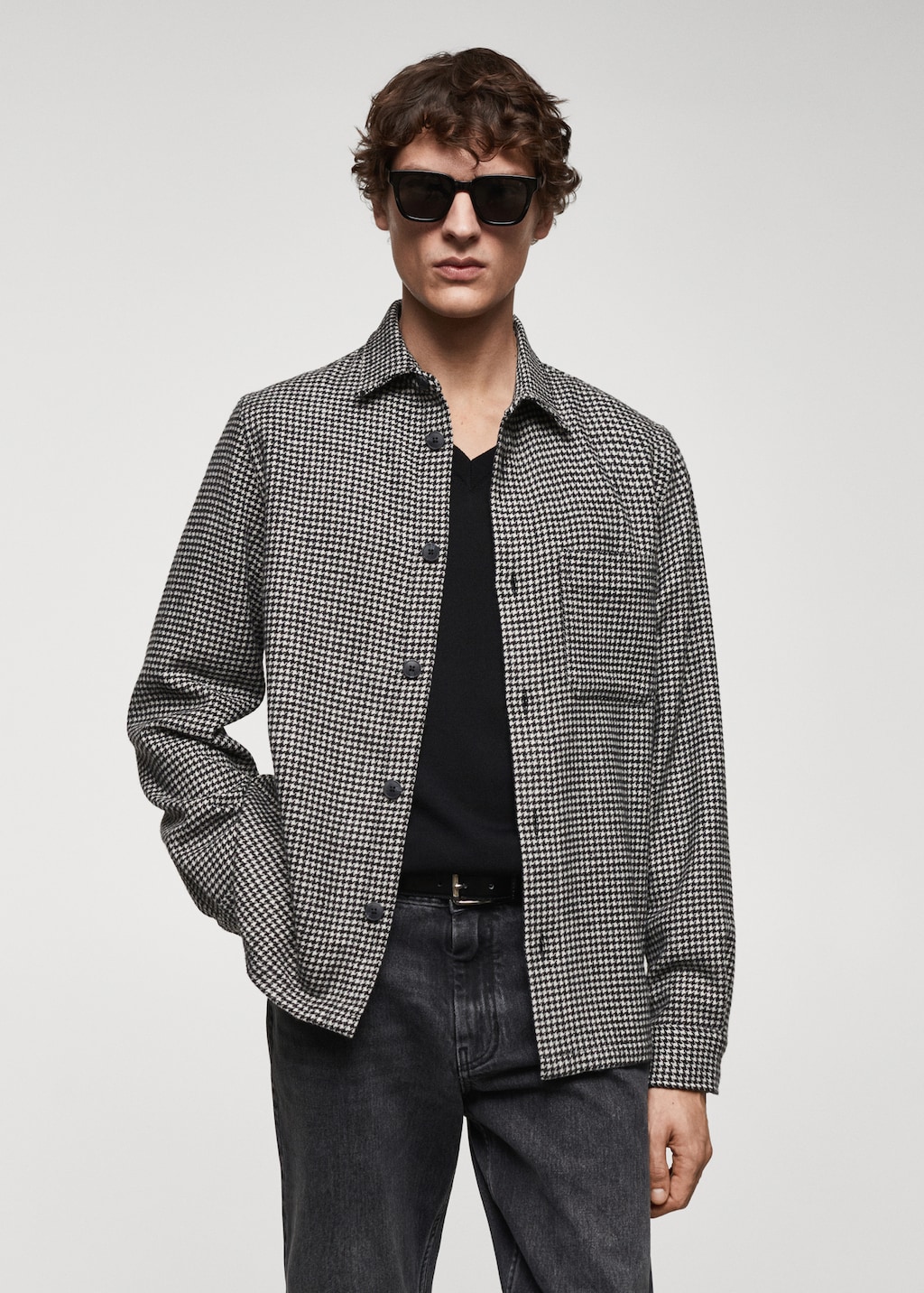 Mango Overshirt mit Hahnentrittmuster