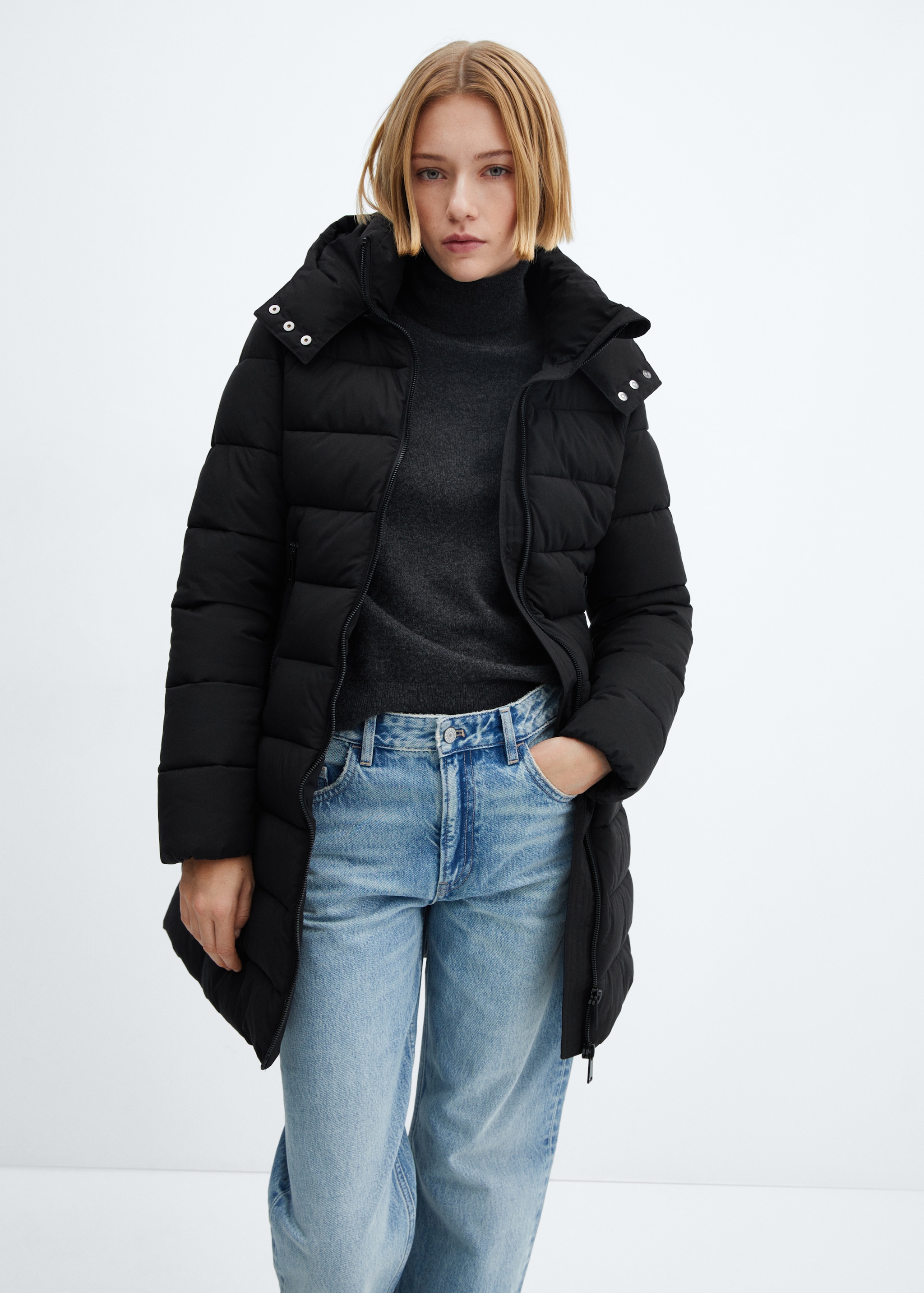 Hood puffer coat Women MANGO Montenegro
