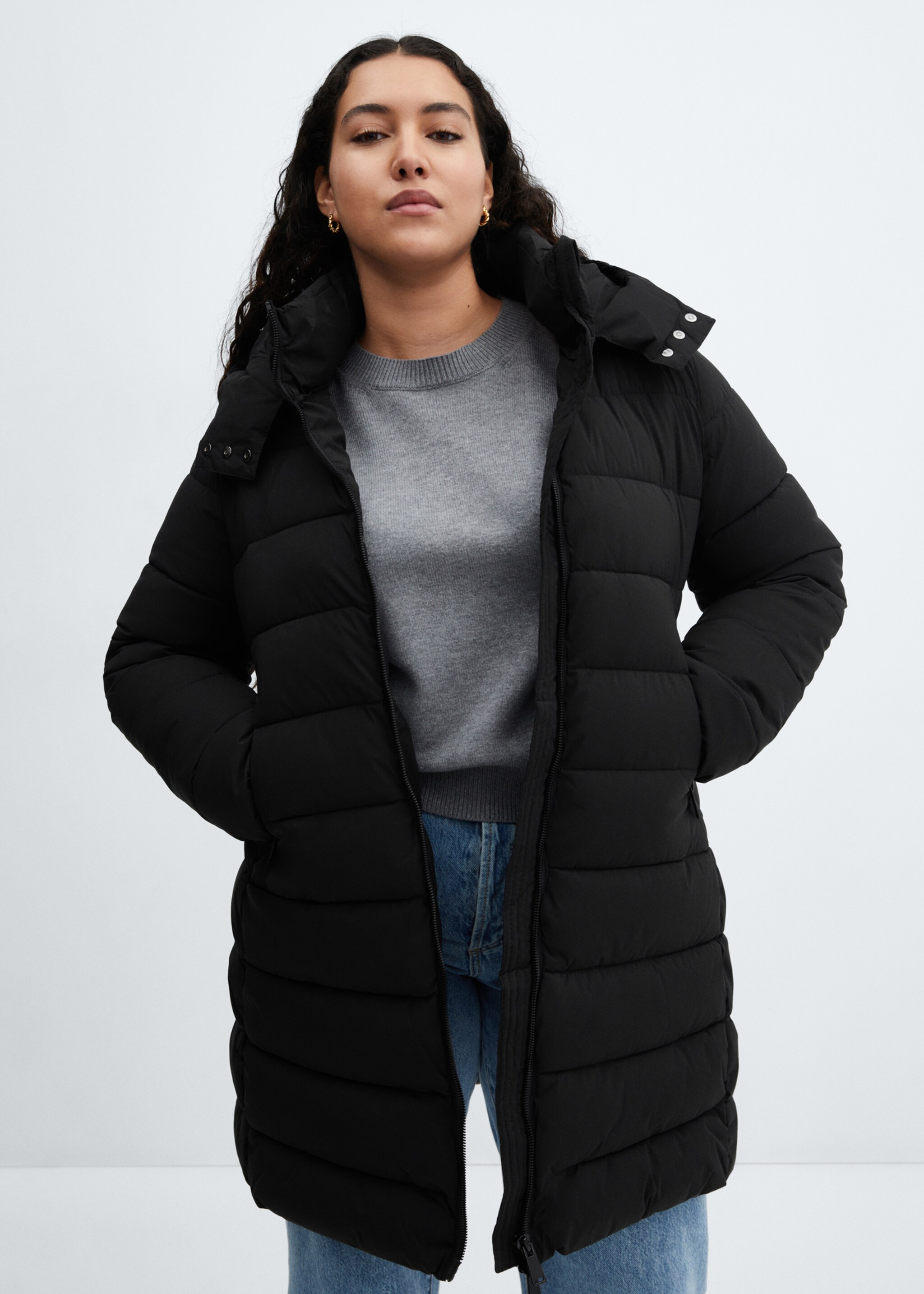 Hood quilted coat - Details of the article 5