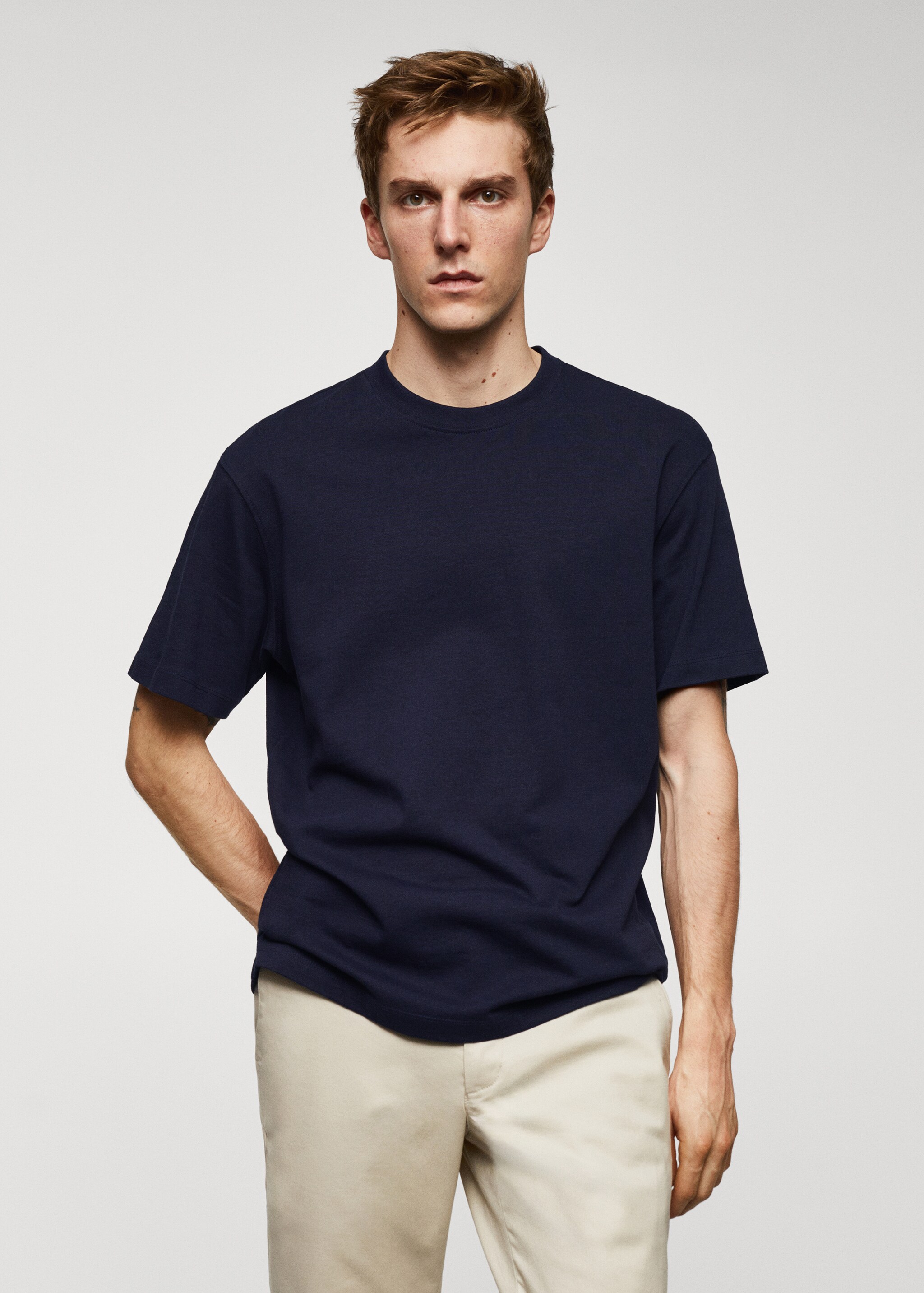 Basic 100% cotton relaxed-fit t-shirt - Medium plane