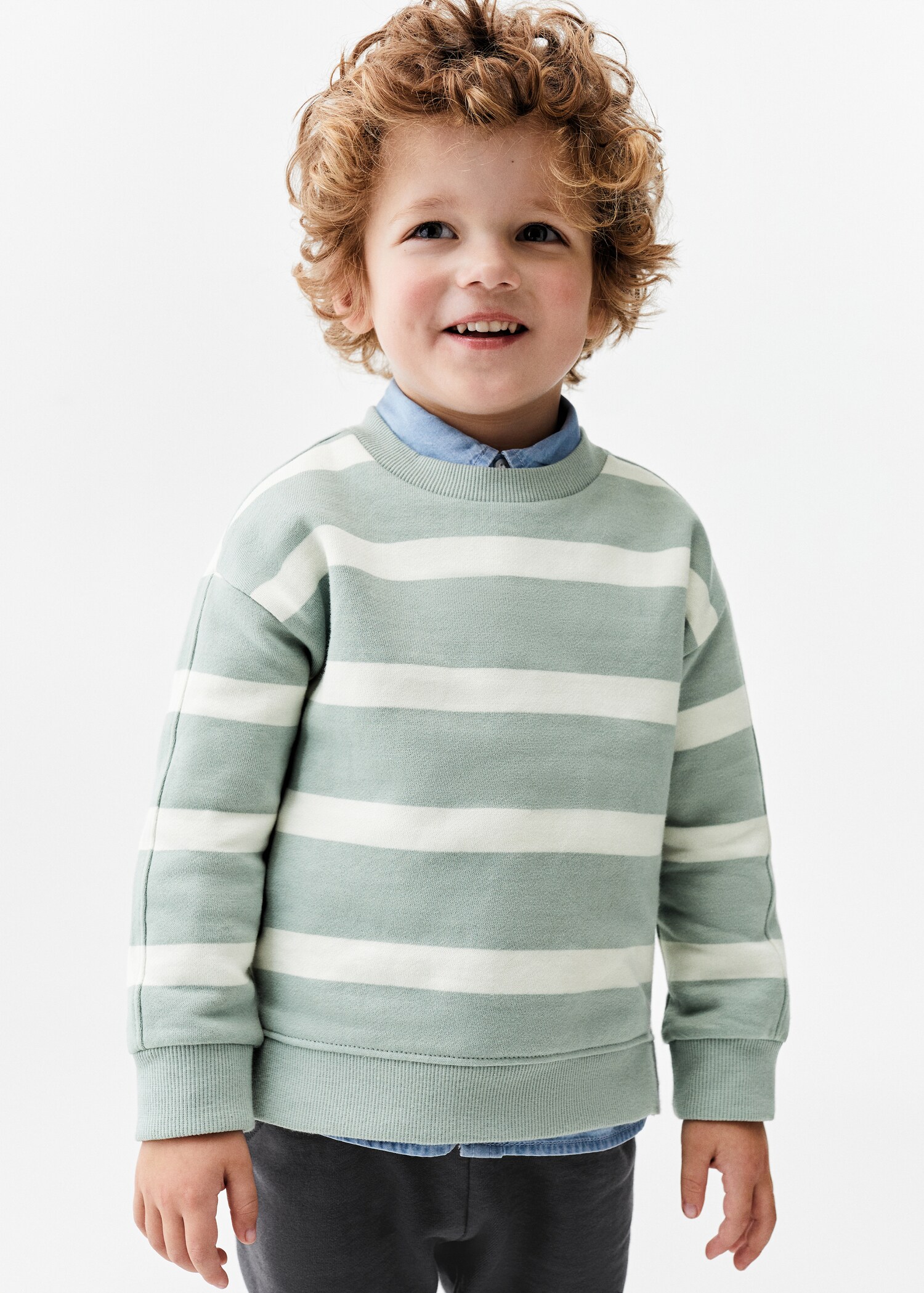 Çizgili koton sweatshirt - Orta plan