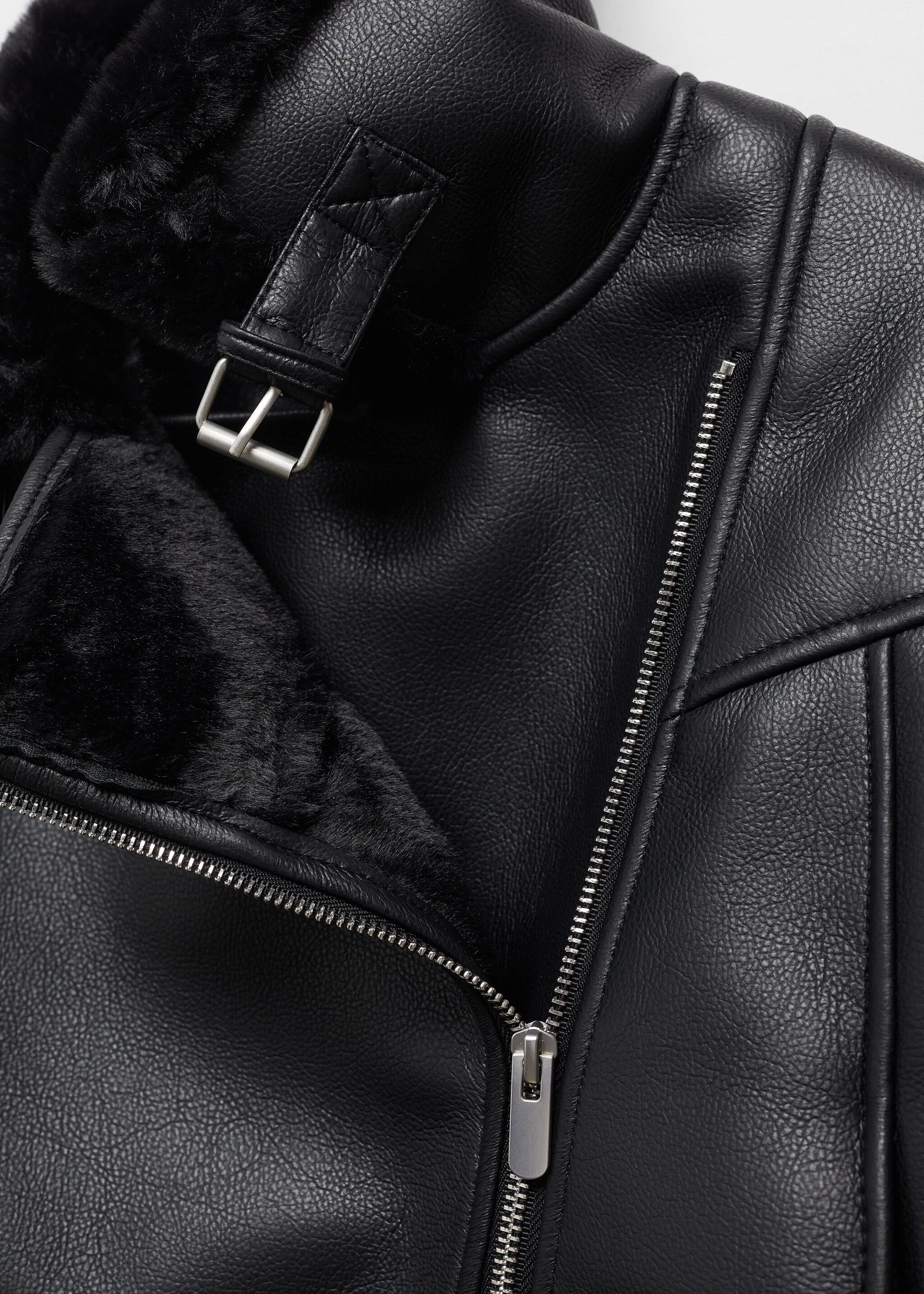 Faux shearling-lined biker jacket - Details of the article 8
