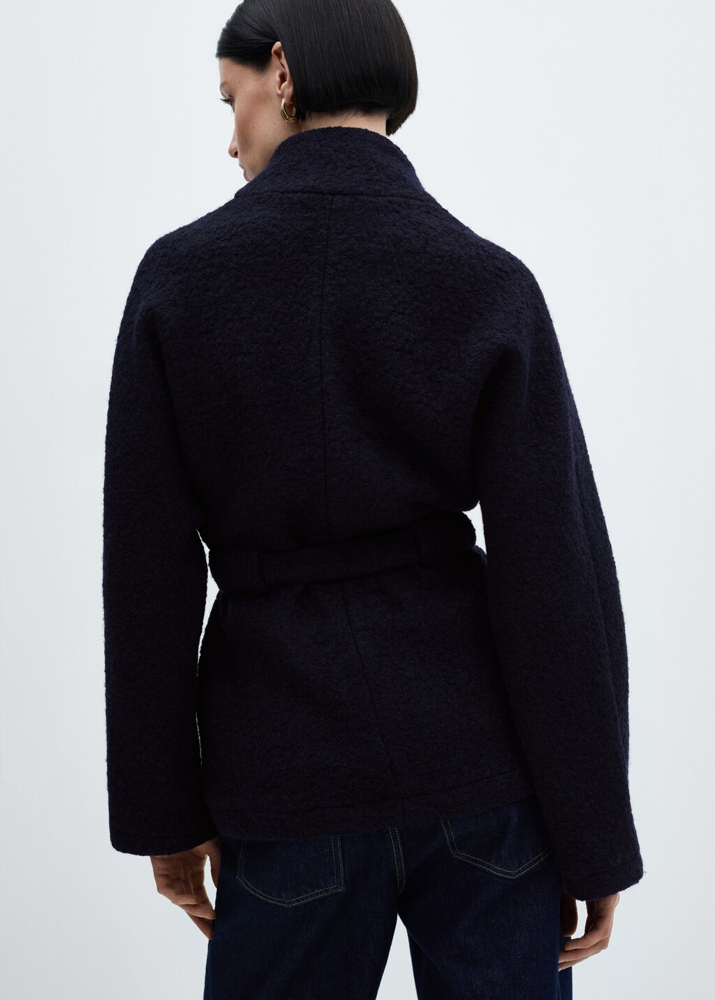 Wool-blend jacket with belt - Women | MANGO Japan