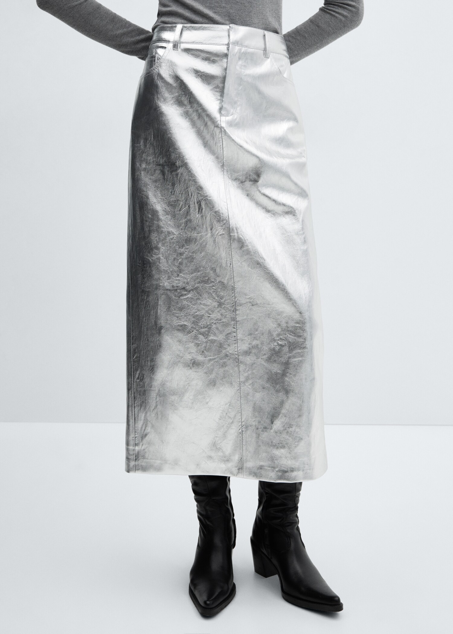 Metallic midi skirt - Medium plane