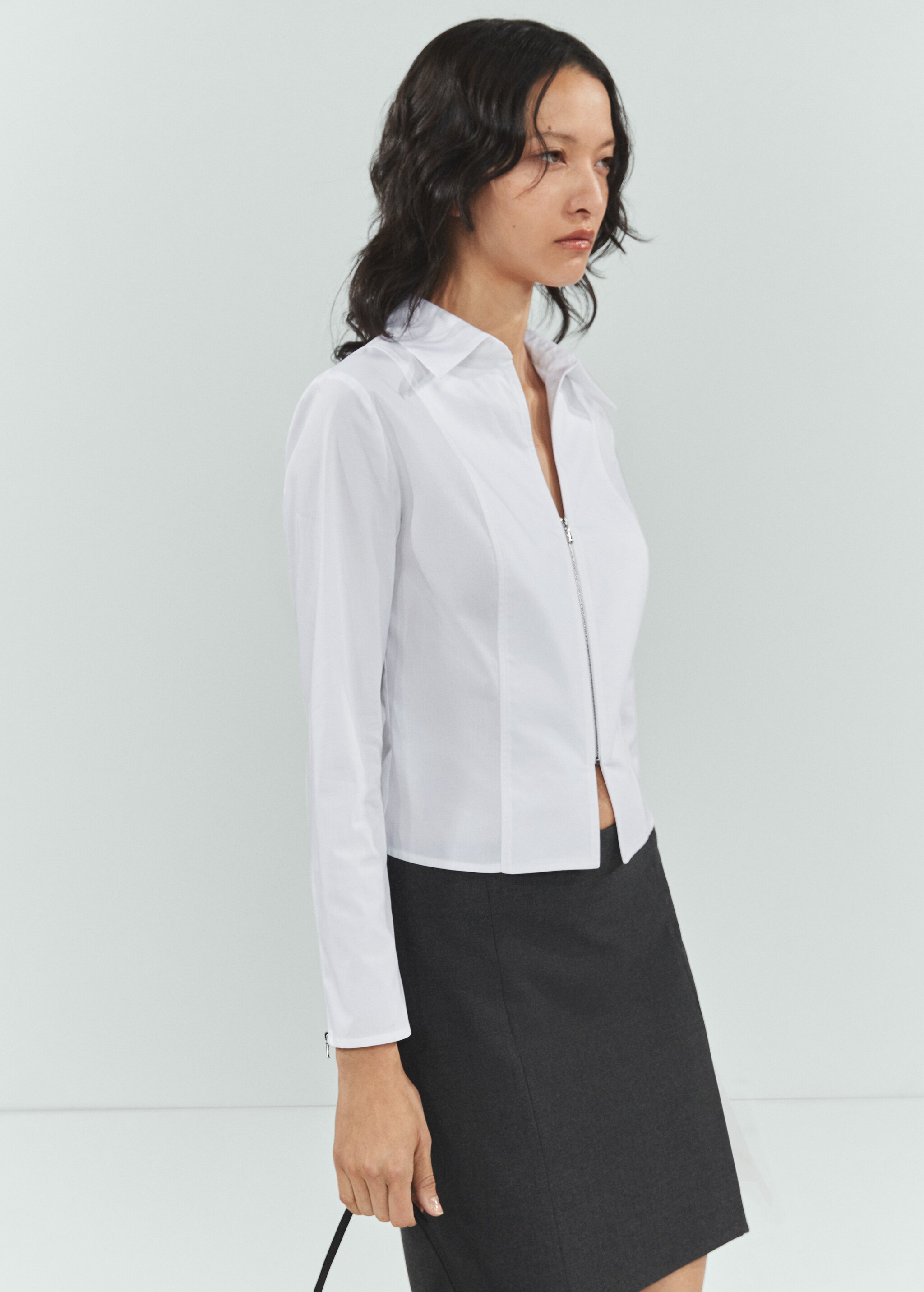 Fitted cotton zipper shirt - Medium plane
