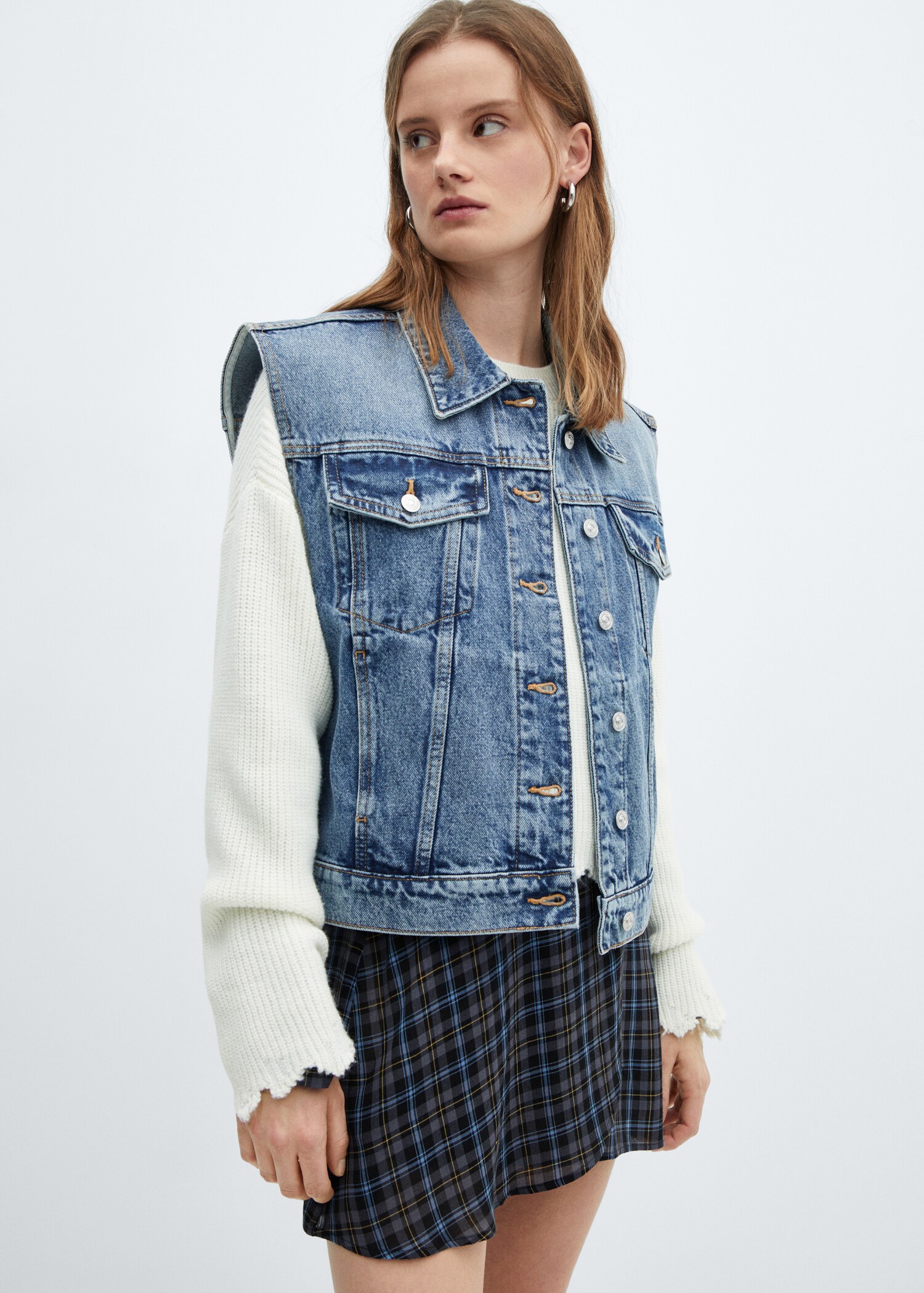 Oversized denim gilet - Middenvlak