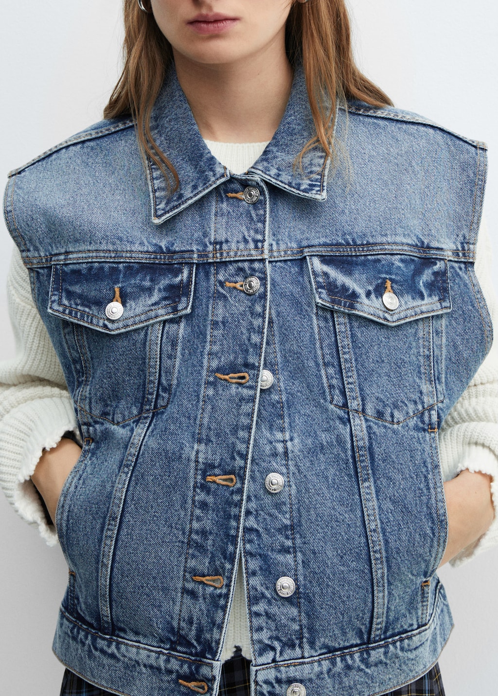 Oversized denim gilet - Women | MANGO Kosovo Oversized denim gilet - Women | MANGO Kosovo