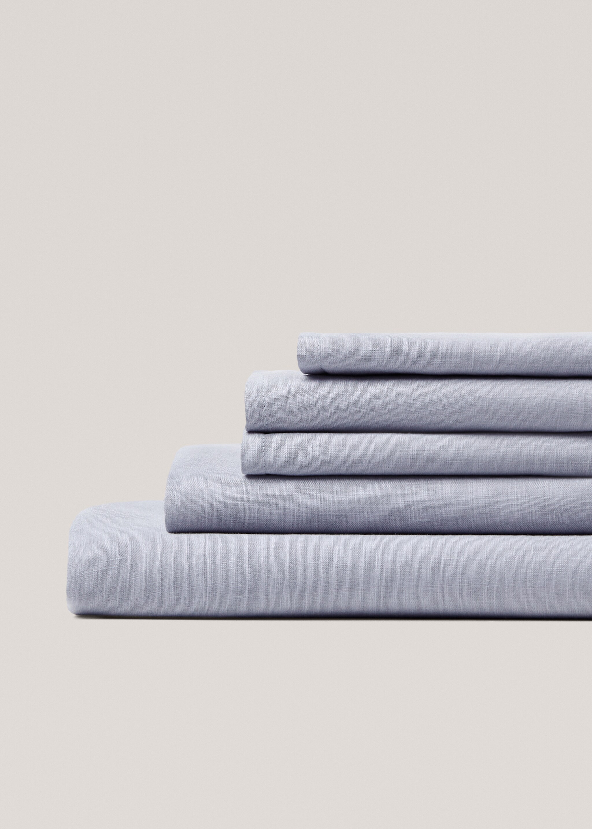100% linen fitted sheet for king bed - Details of the article 1, Indigo Blue. Ref: 67054026-00.