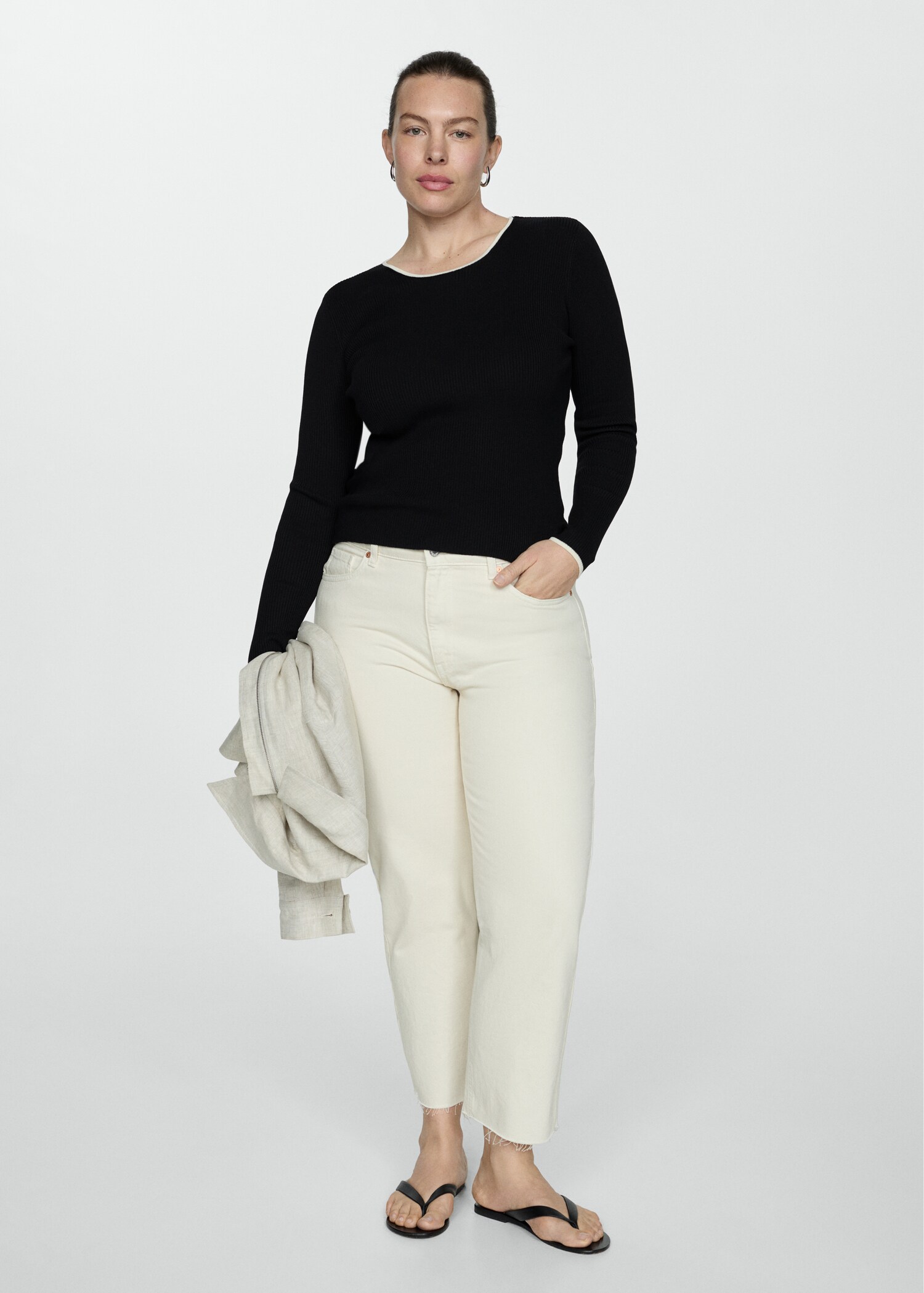 Pullover mit Kontrastborten - Damen | MANGO Deutschland